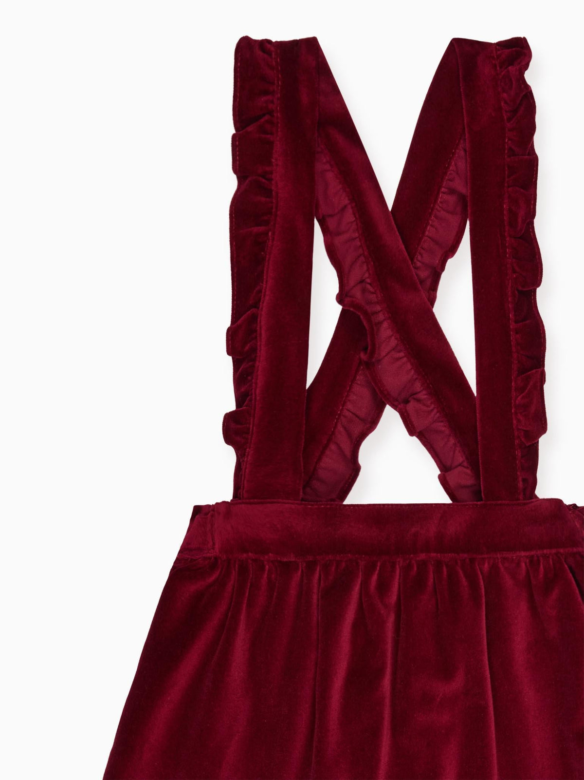 Burgundy Reina Velvet Girl Pinafore Skirt