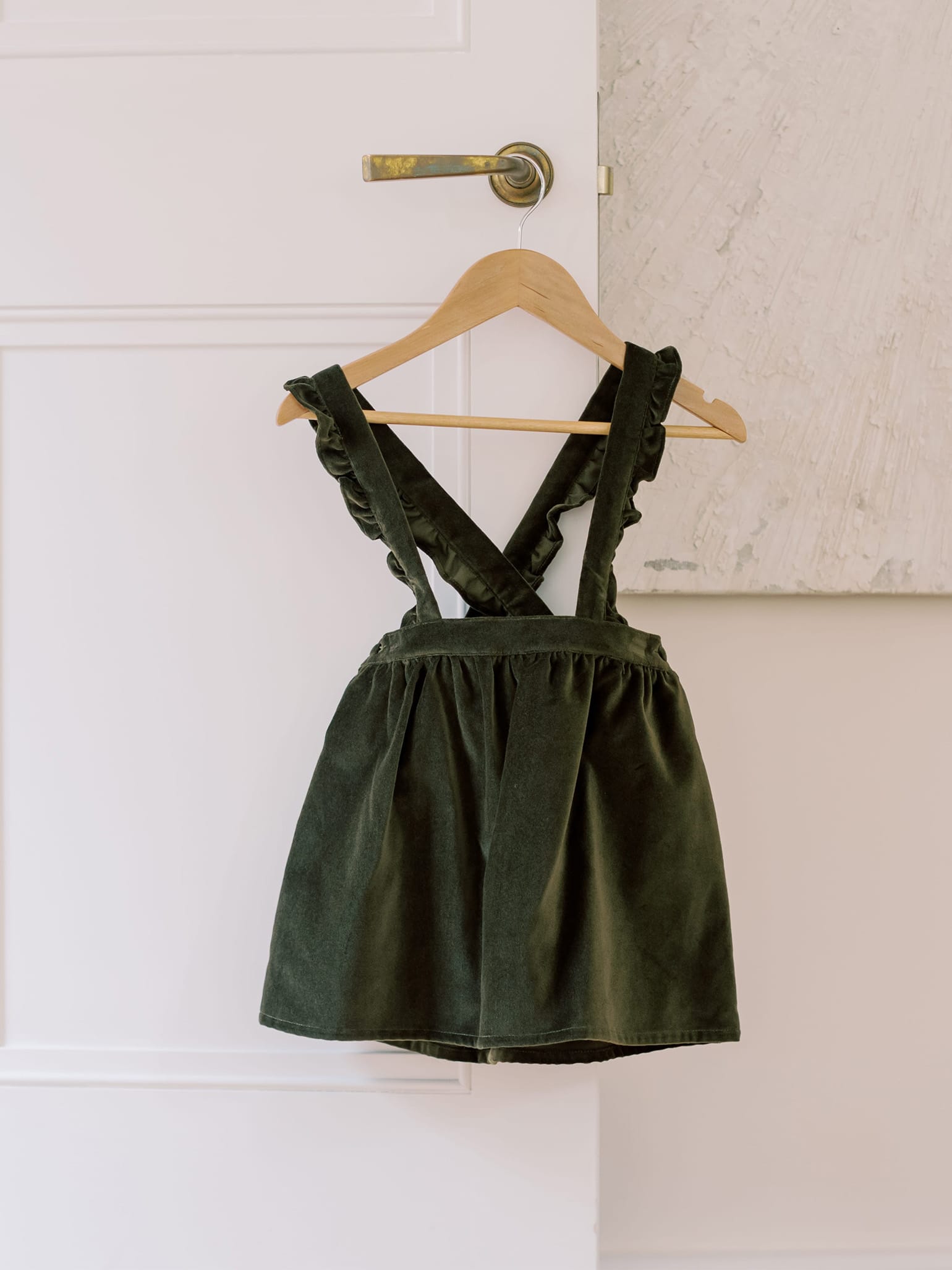 Green Reina Girl Velvet Skirt