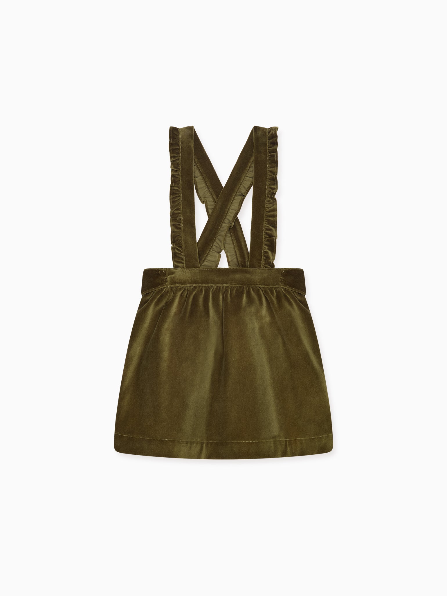 Green Reina Velvet Girl Pinafore Skirt
