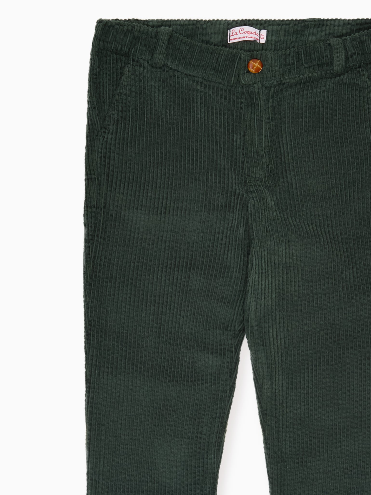 Olive Green Reinaldo Corduroy Boy Trousers | La Coqueta Kids UK