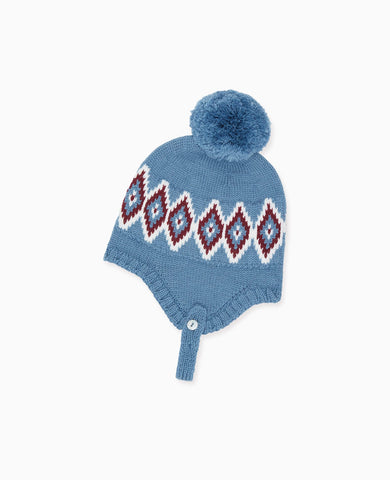 Blue Renta Fair Isle Merino Baby Bonnet