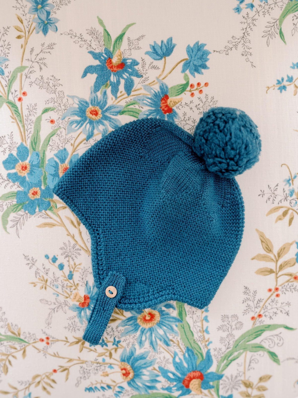 Petrol Blue Renta Merino Baby Knitted Bonnet