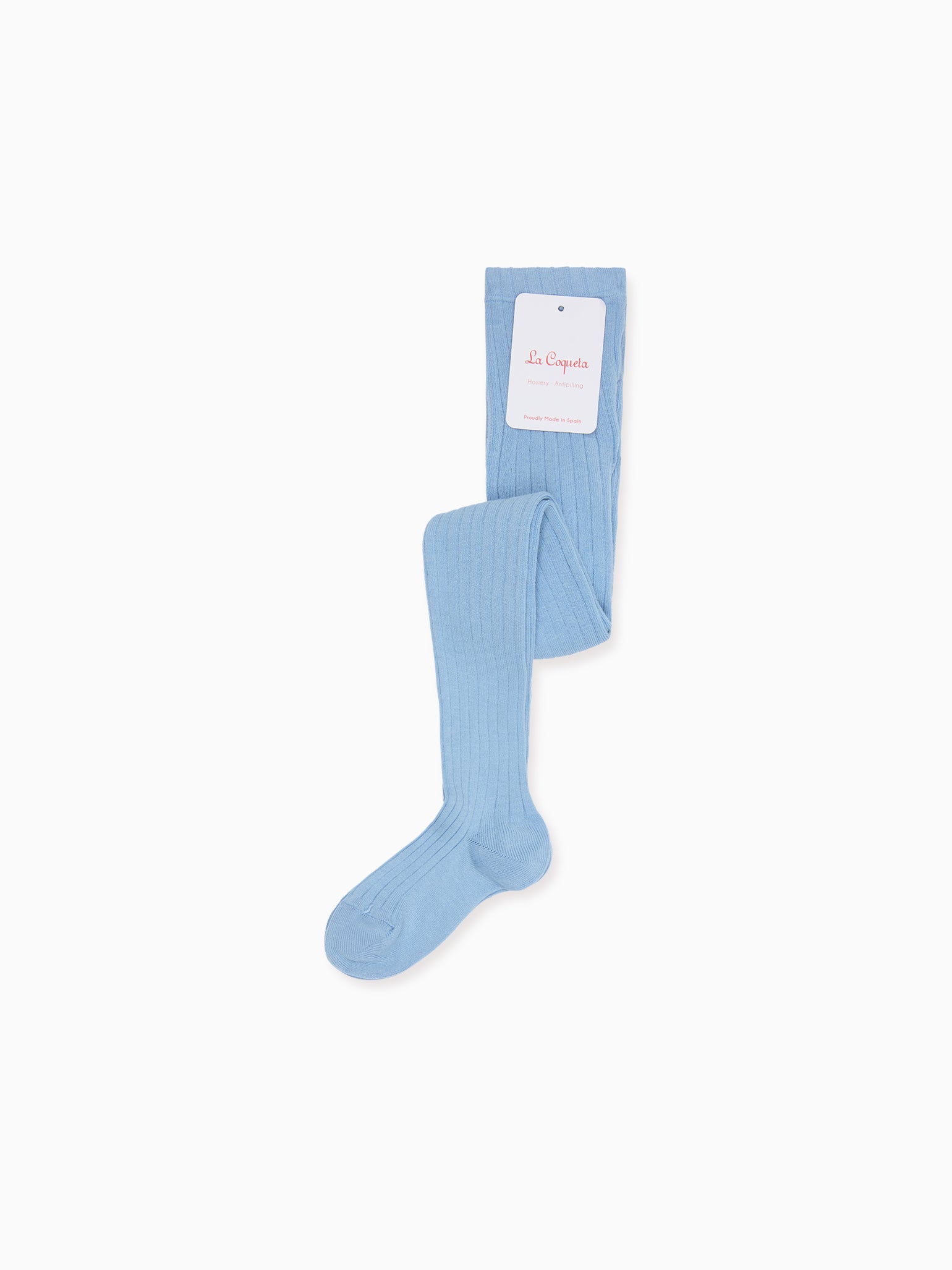 Pale Blue Ribbed Kids Tights