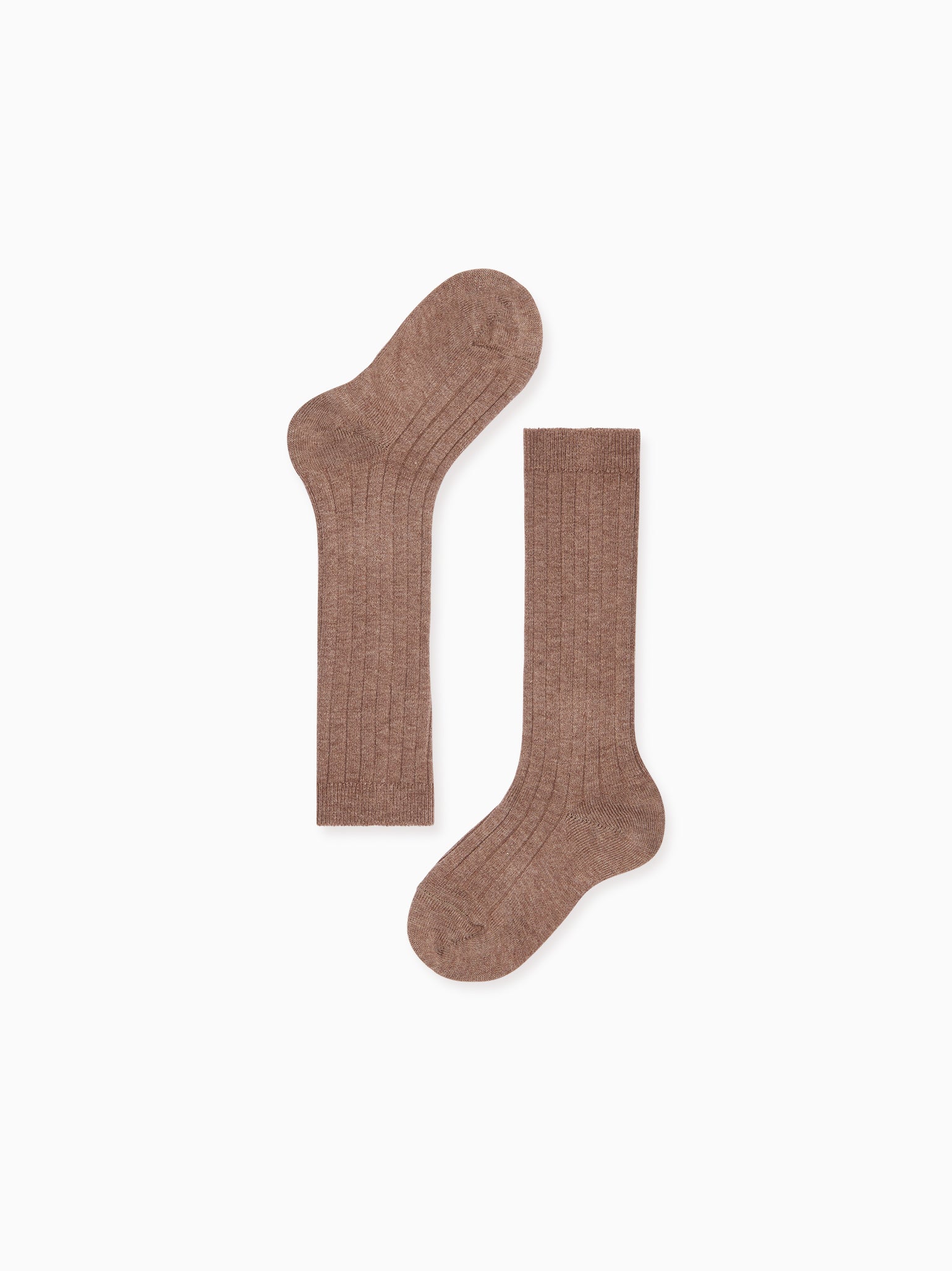 Soft Brown Ribbed Knee High Kids Socks