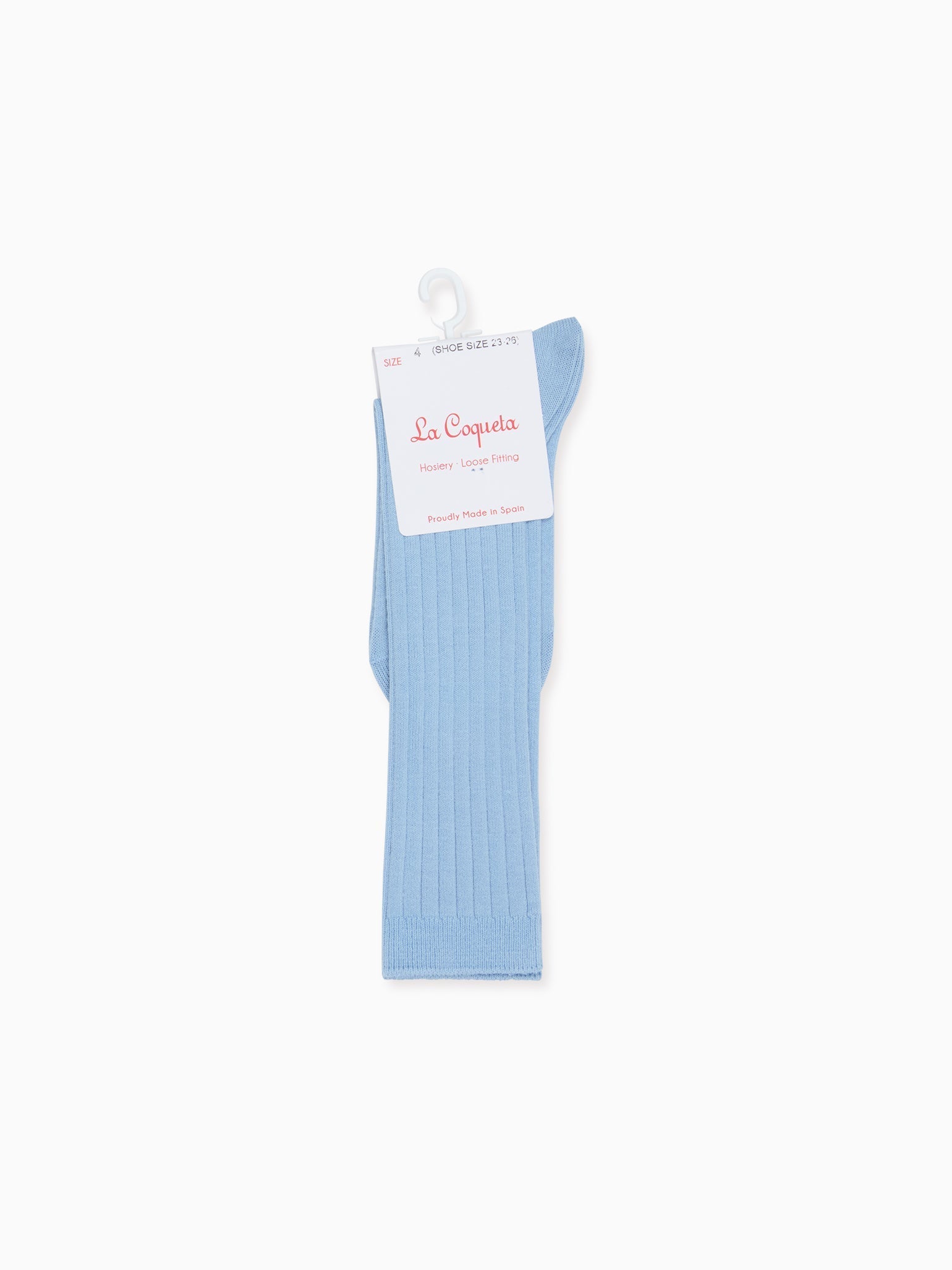 Pale Blue Ribbed Knee High Kids Socks