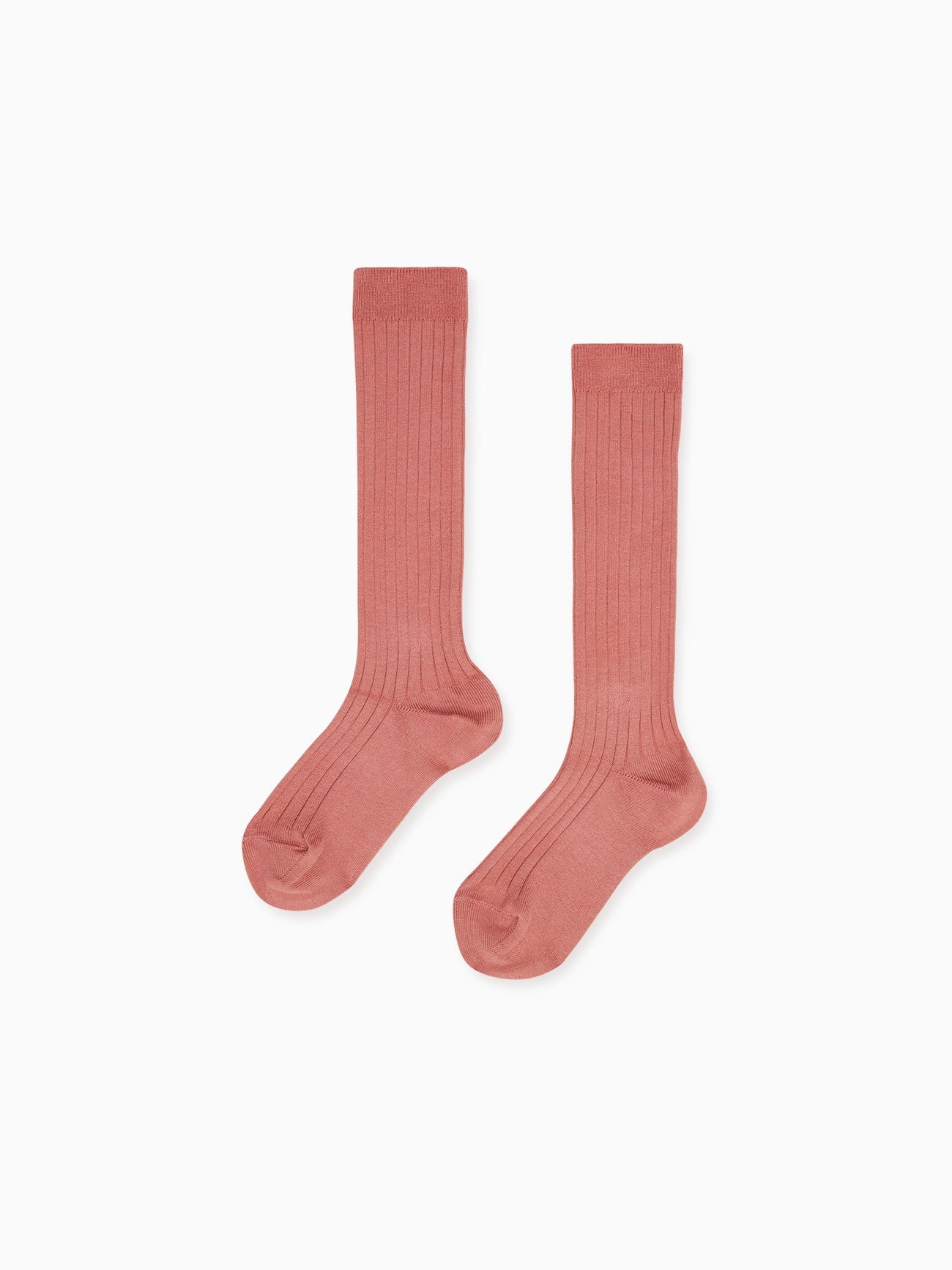 Terracotta Ribbed Knee High Kids Socks