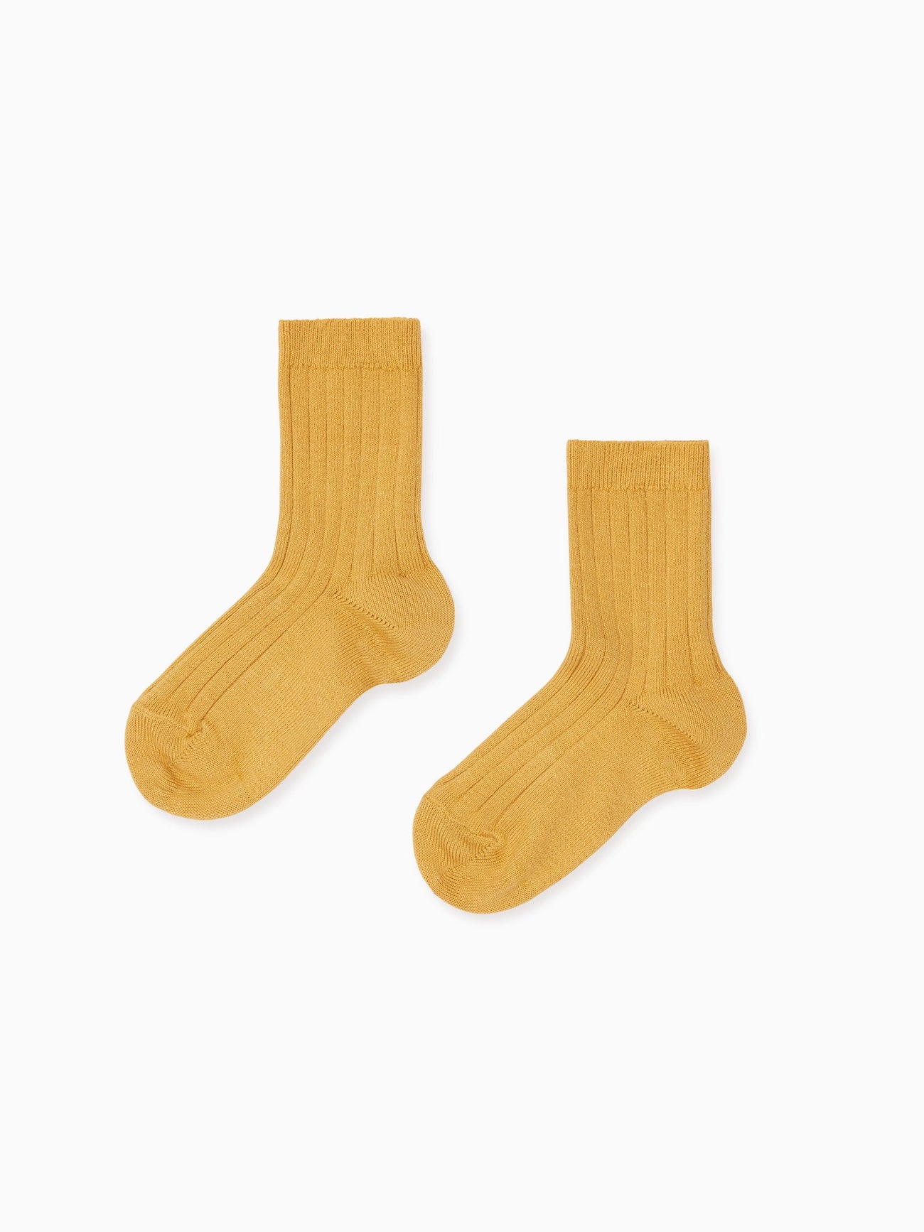 Mustard Ribbed Short Kids Socks