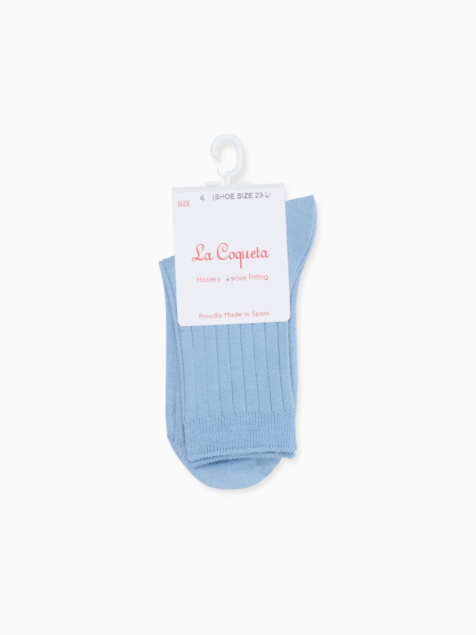 Pale Blue Ribbed Short Kids Socks