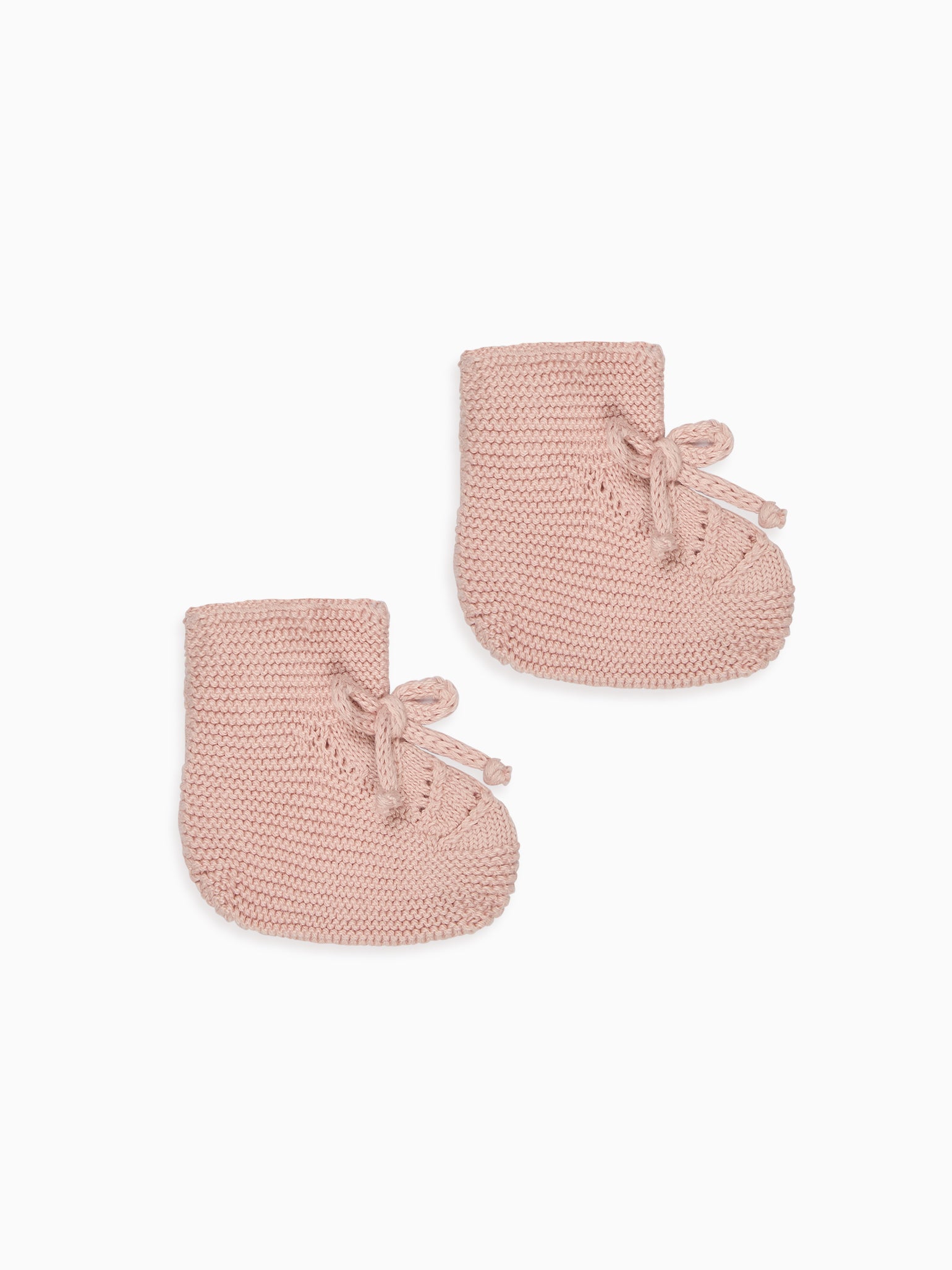 Dusty Pink Rimevera Cotton Baby Girl Knitted Booties