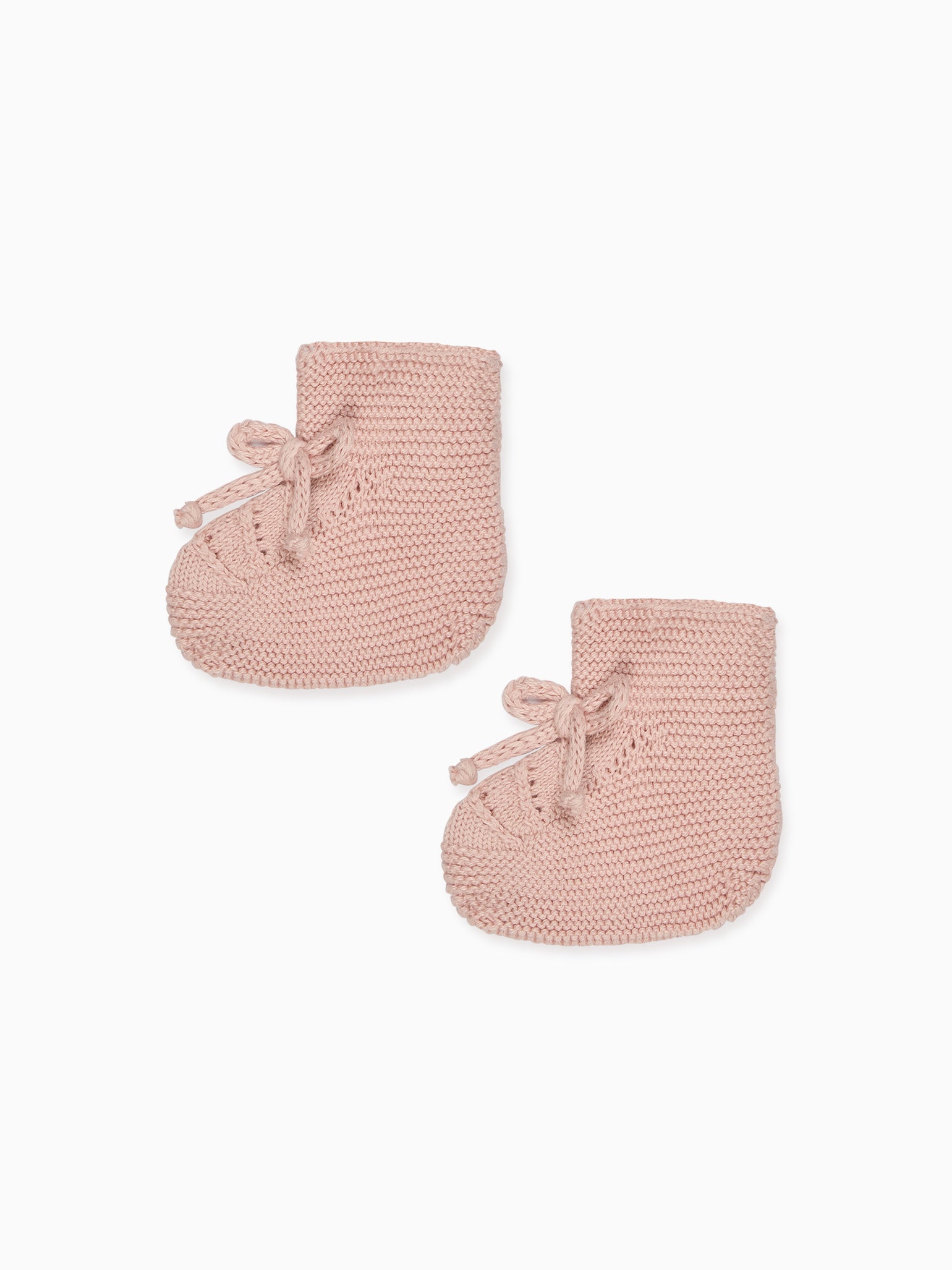 Dusty Pink Rimevera Cotton Baby Girl Knitted Booties