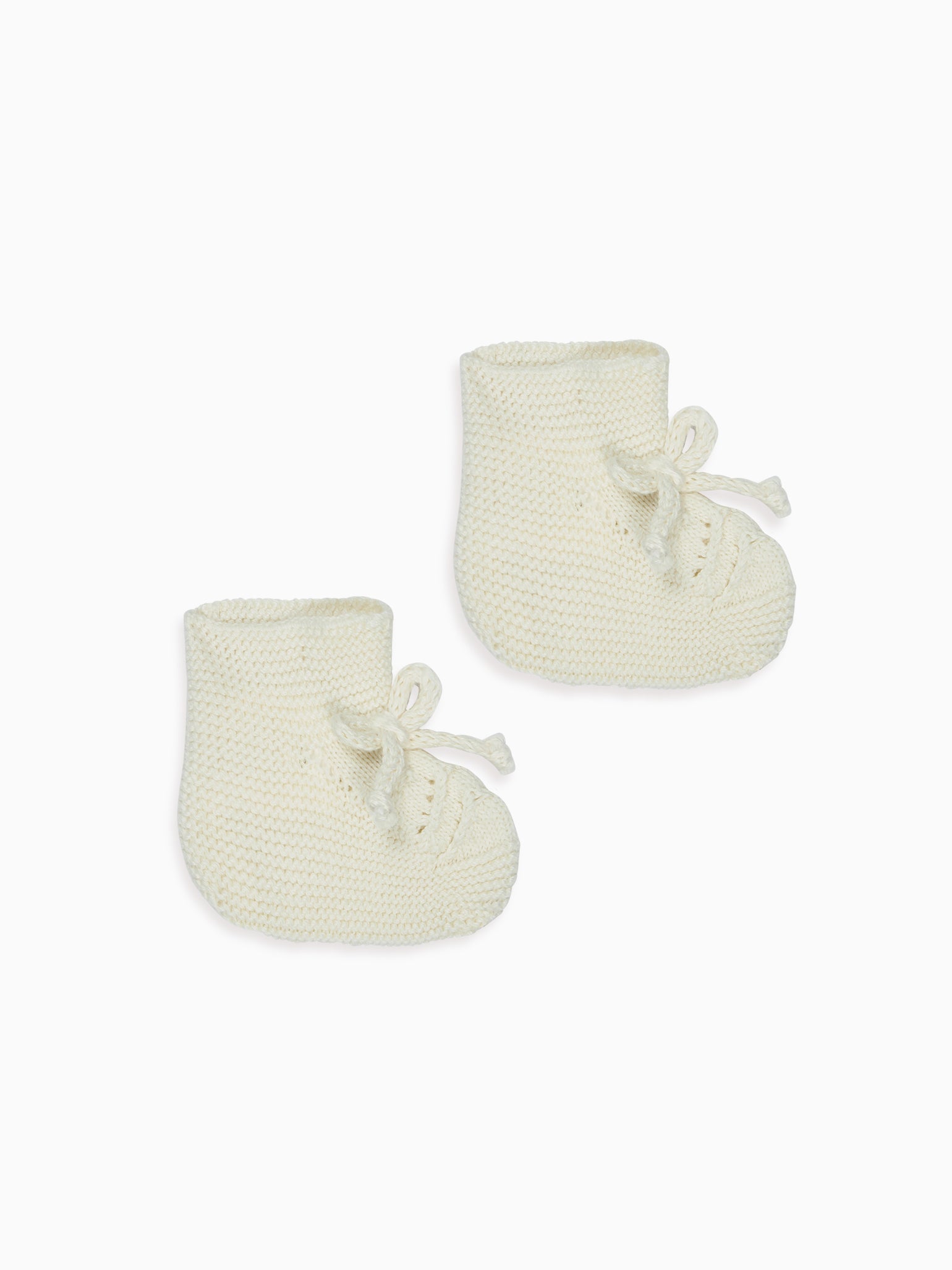 Ivory Rimevera Cotton Baby Knitted Booties