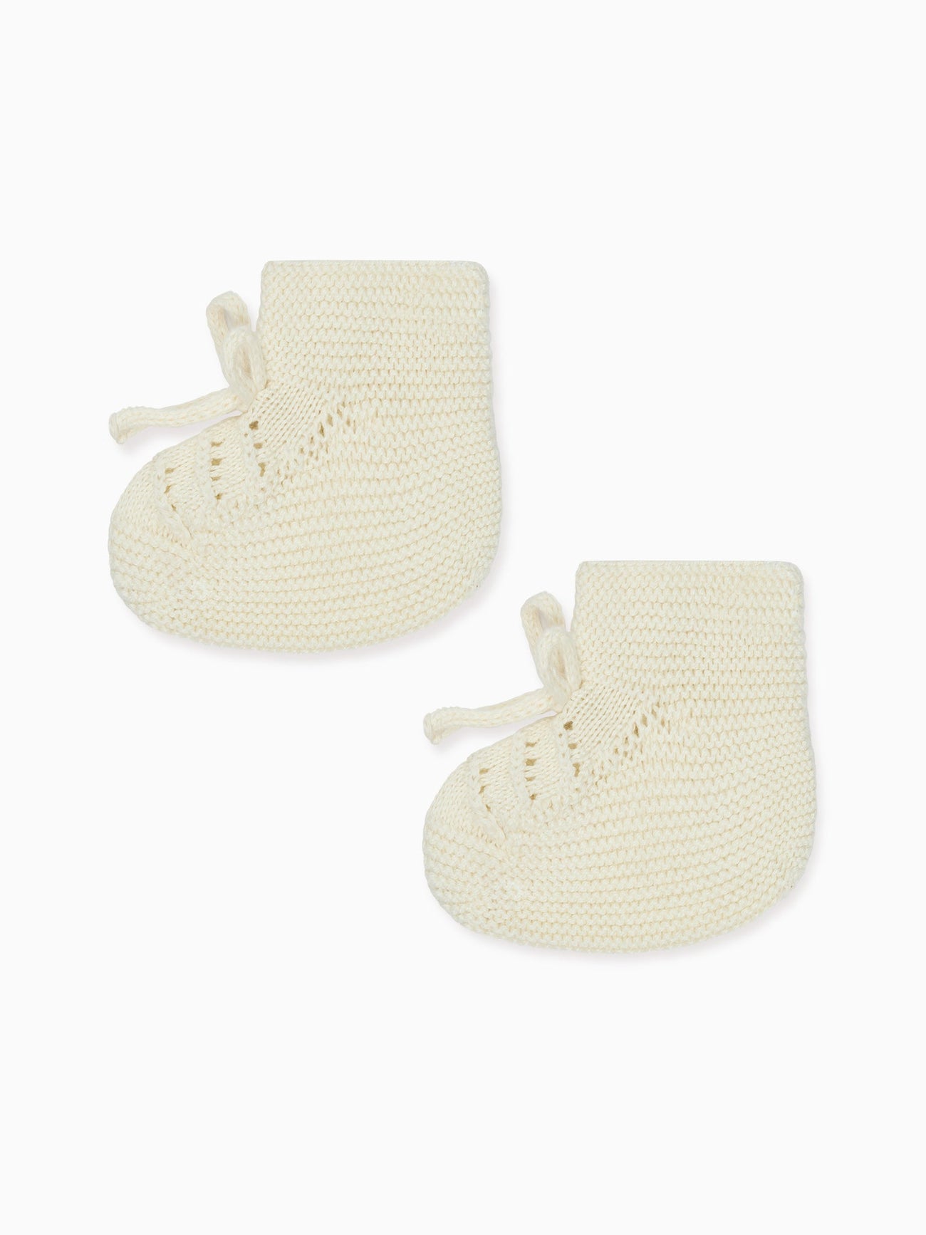 Ivory Rimevera Cotton Baby Knitted Booties