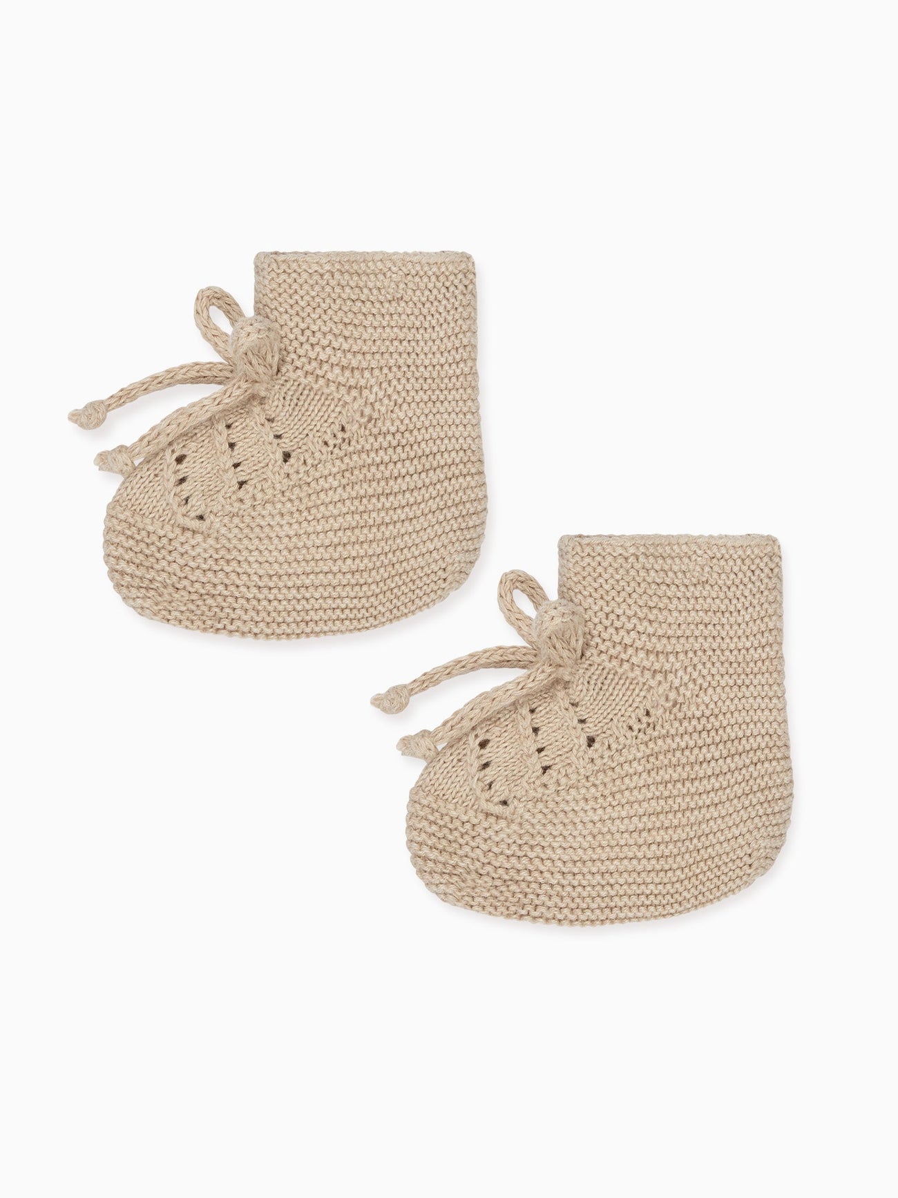 Taupe Rimevera Cotton Baby Knitted Booties