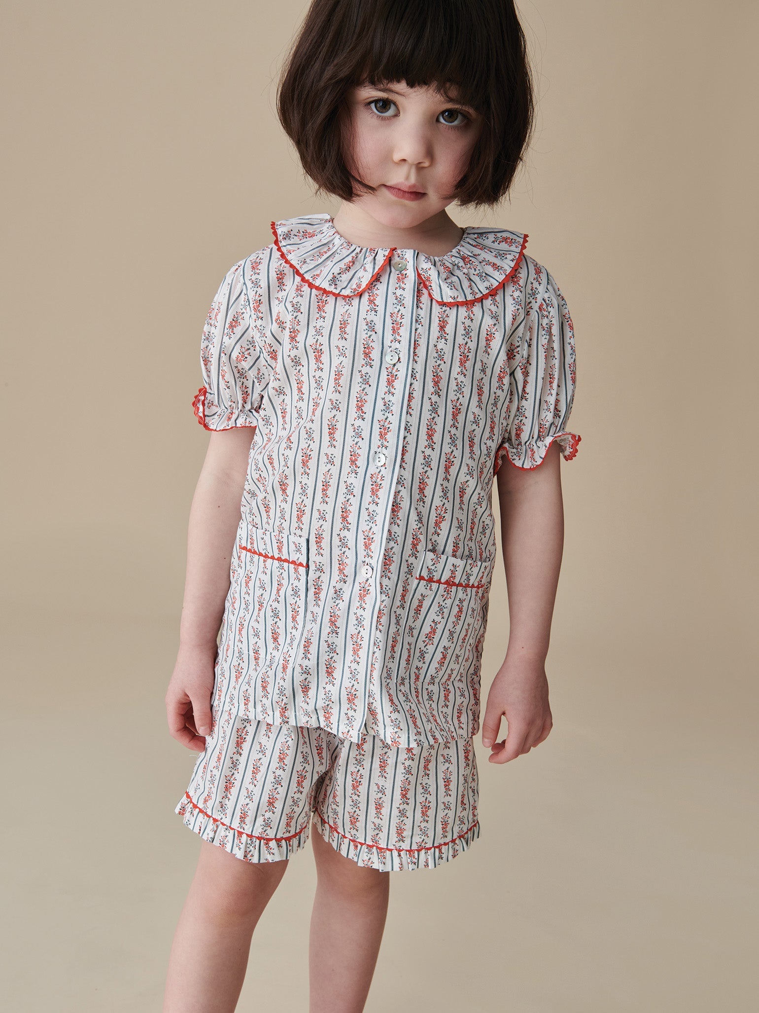 Ivory Floral Stripe Rinela Girl Pyjamas