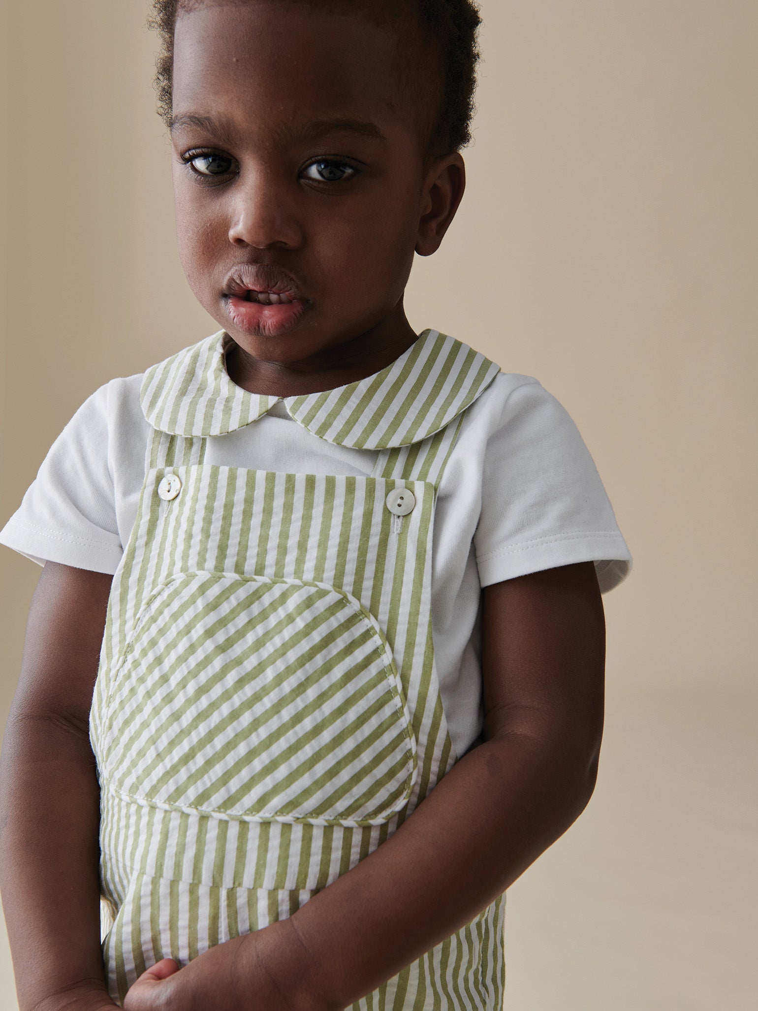 Olive Stripe Leo Baby Top