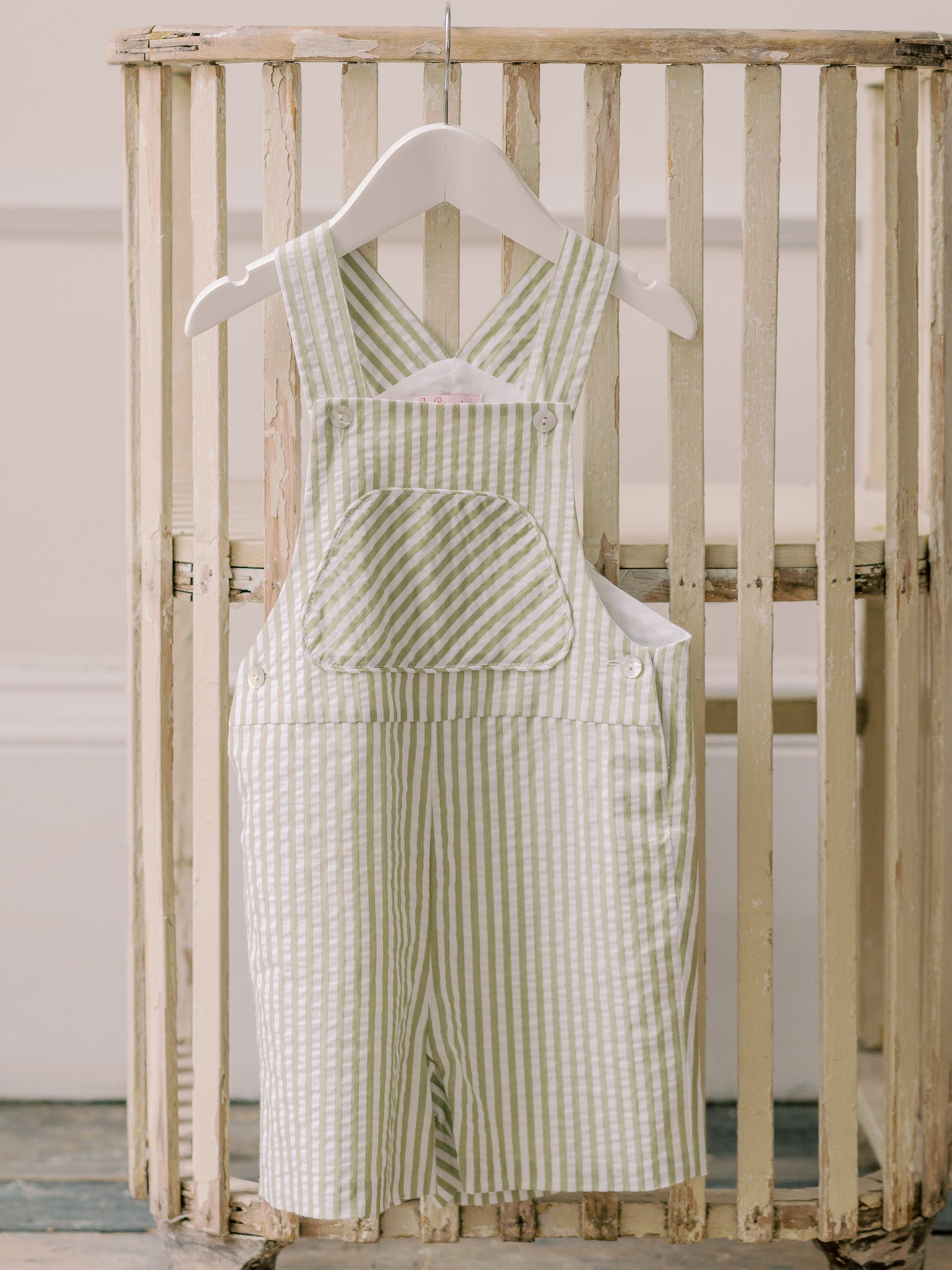 Green Stripe Ringo Baby Overalls