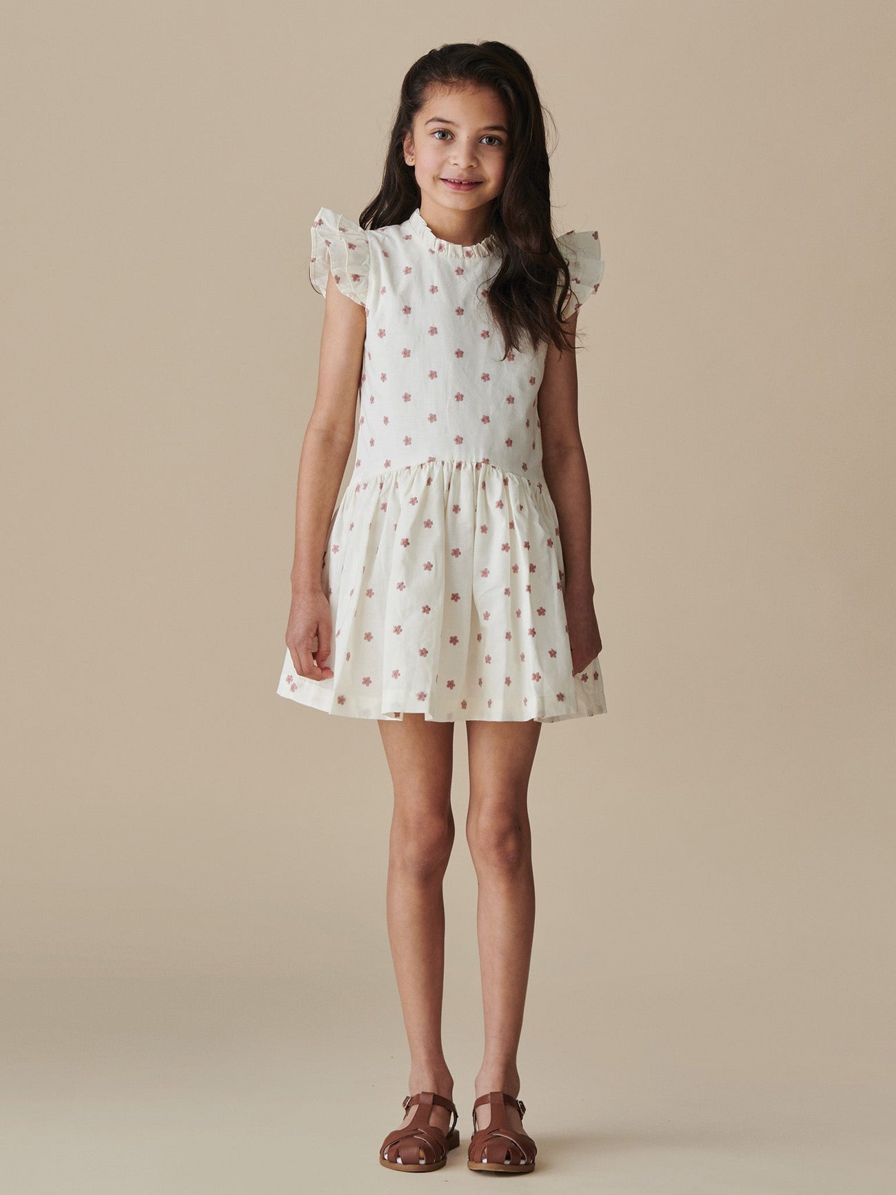 Ivory Floral Rita Girl Drop Waist Dress