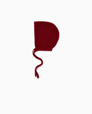 Burgundy Rixo Merino Baby Bonnet