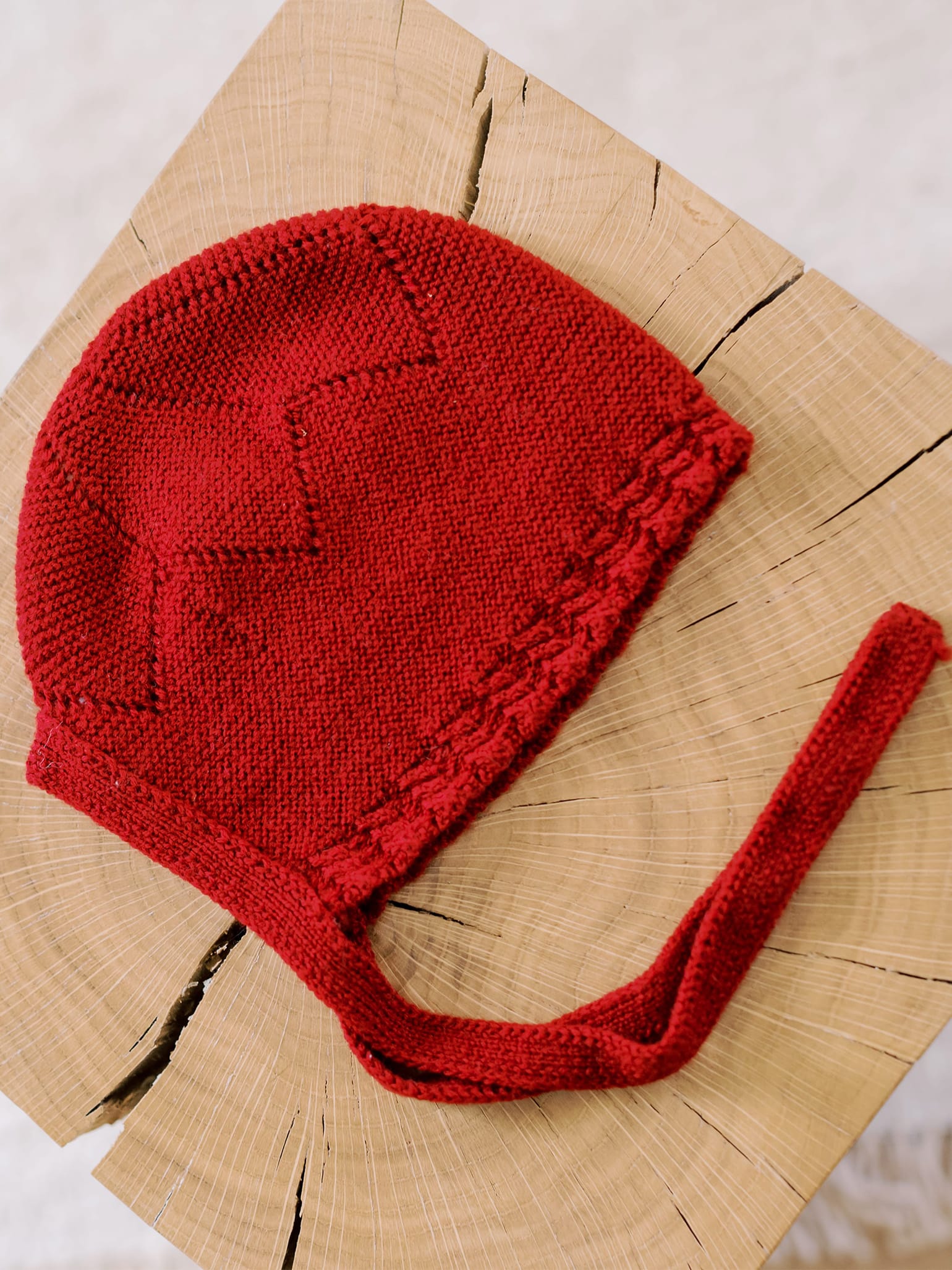 Burgundy Rixo Merino Baby Bonnet