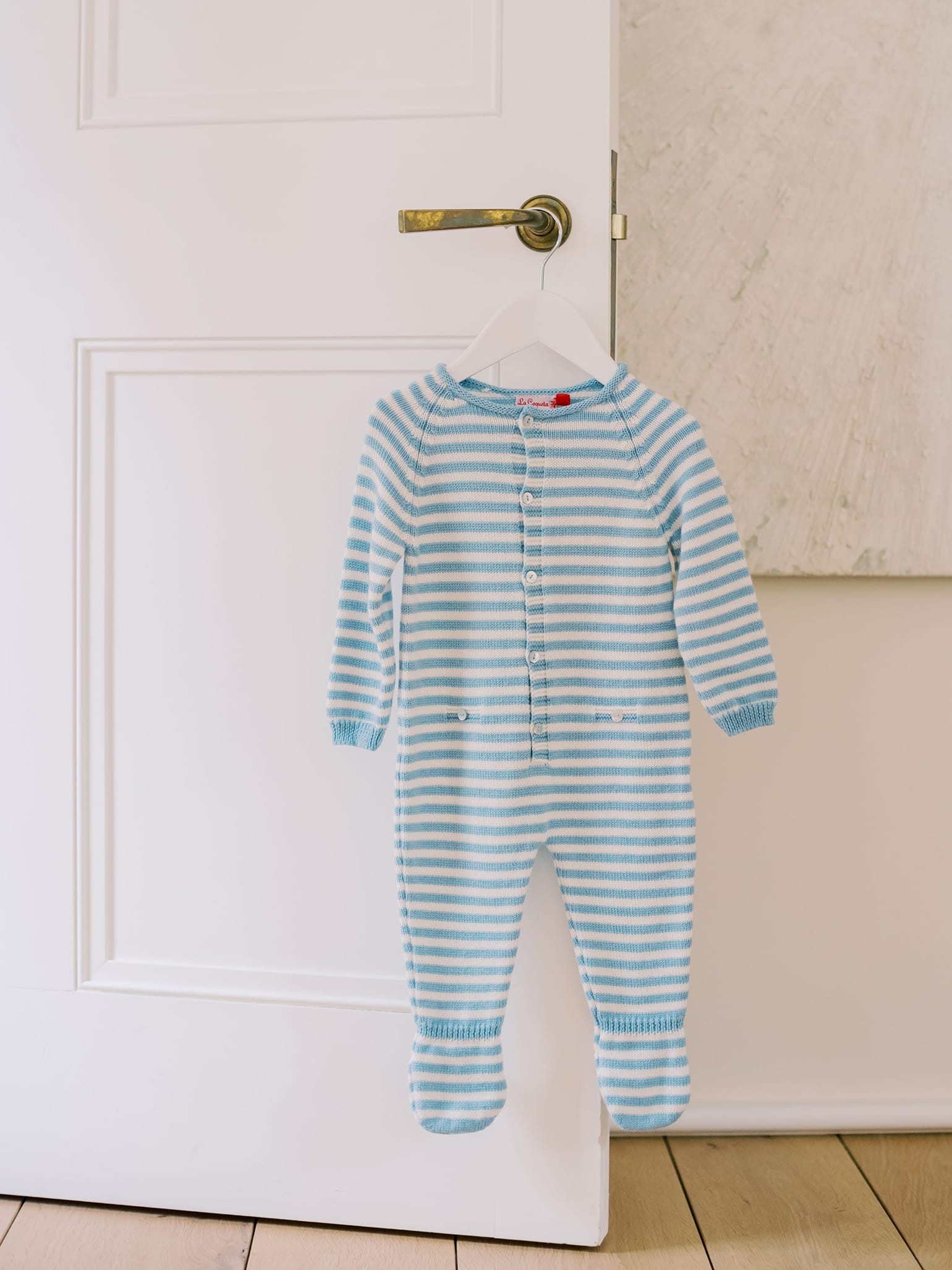 Blue Stripe Rocio Merino Baby Jumpsuit