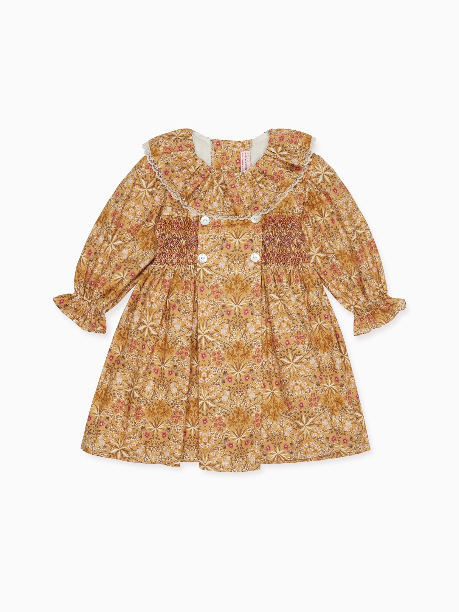 Mustard Floral Roda Girl Smock Dress