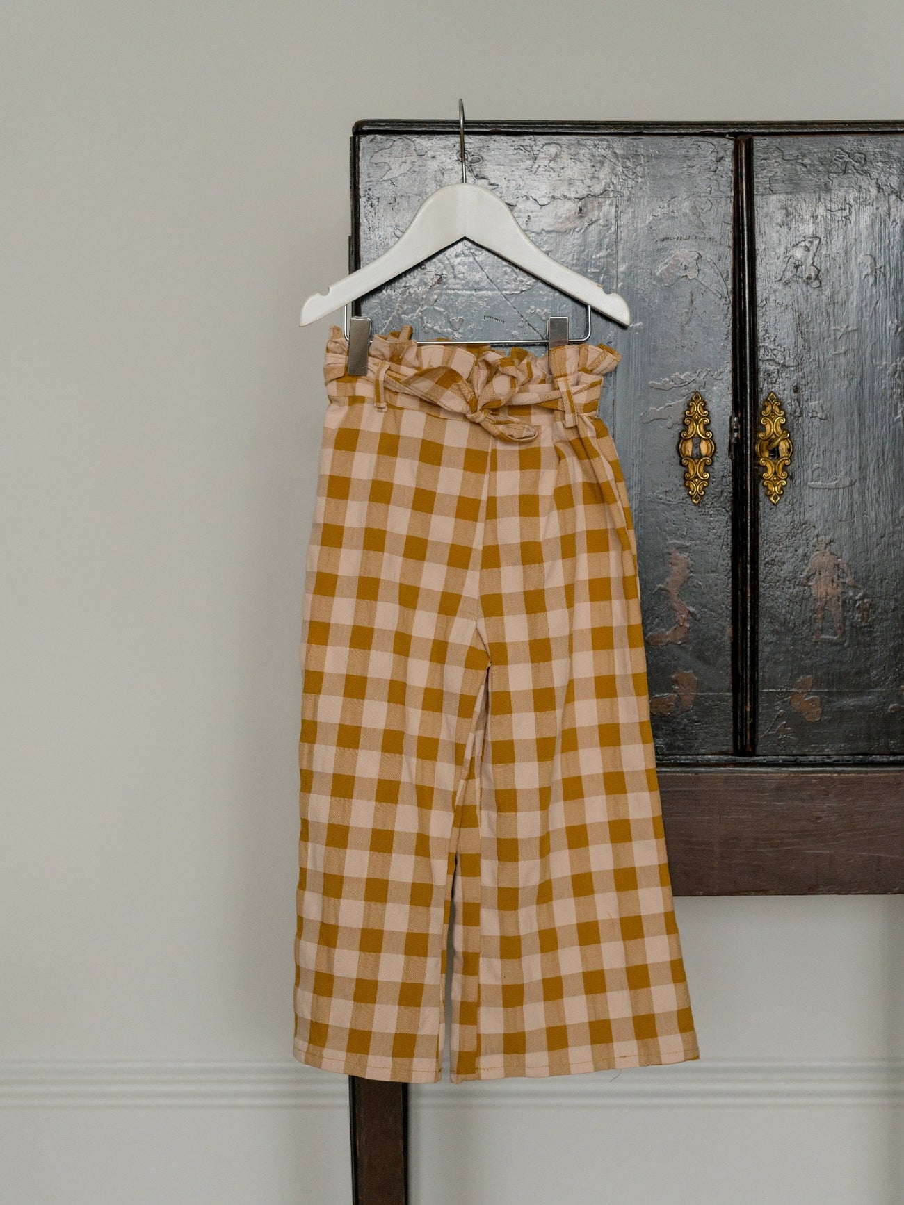 Caramel Gingham Roda Cotton Girl Trousers
