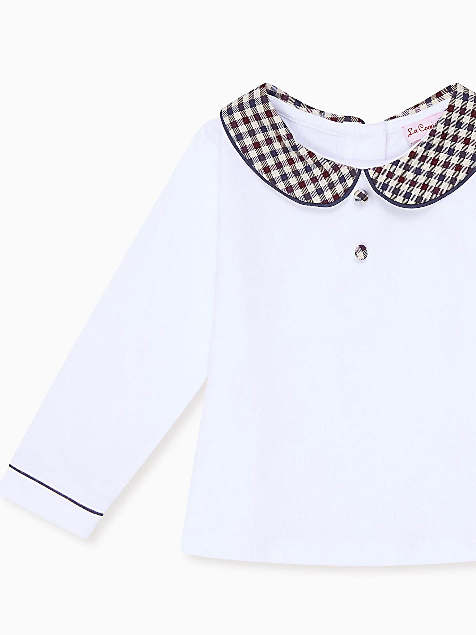 Burgundy Check Romo Long Sleeve Baby Top