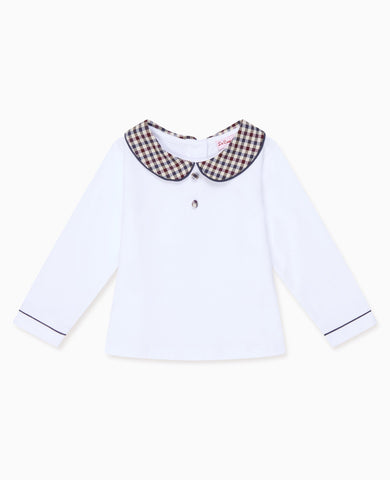 Burgundy Check Romo Long Sleeve Baby Top