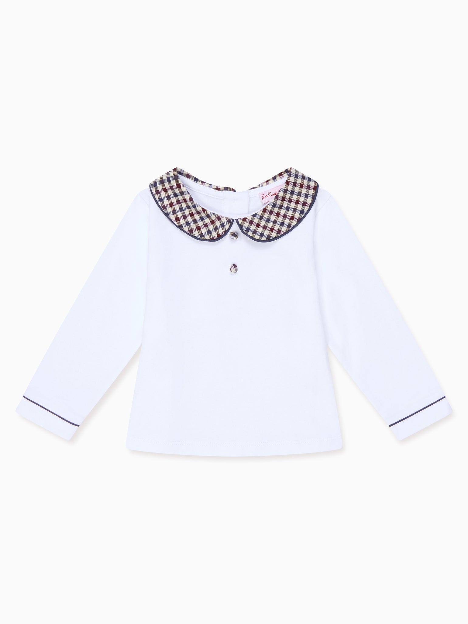 Burgundy Check Romo Long Sleeve Baby Top