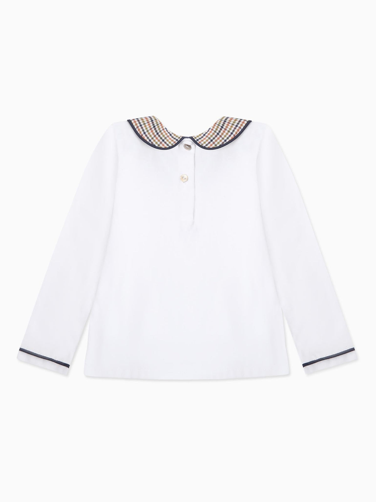 White & Green Check Romo Long Sleeve Baby Top
