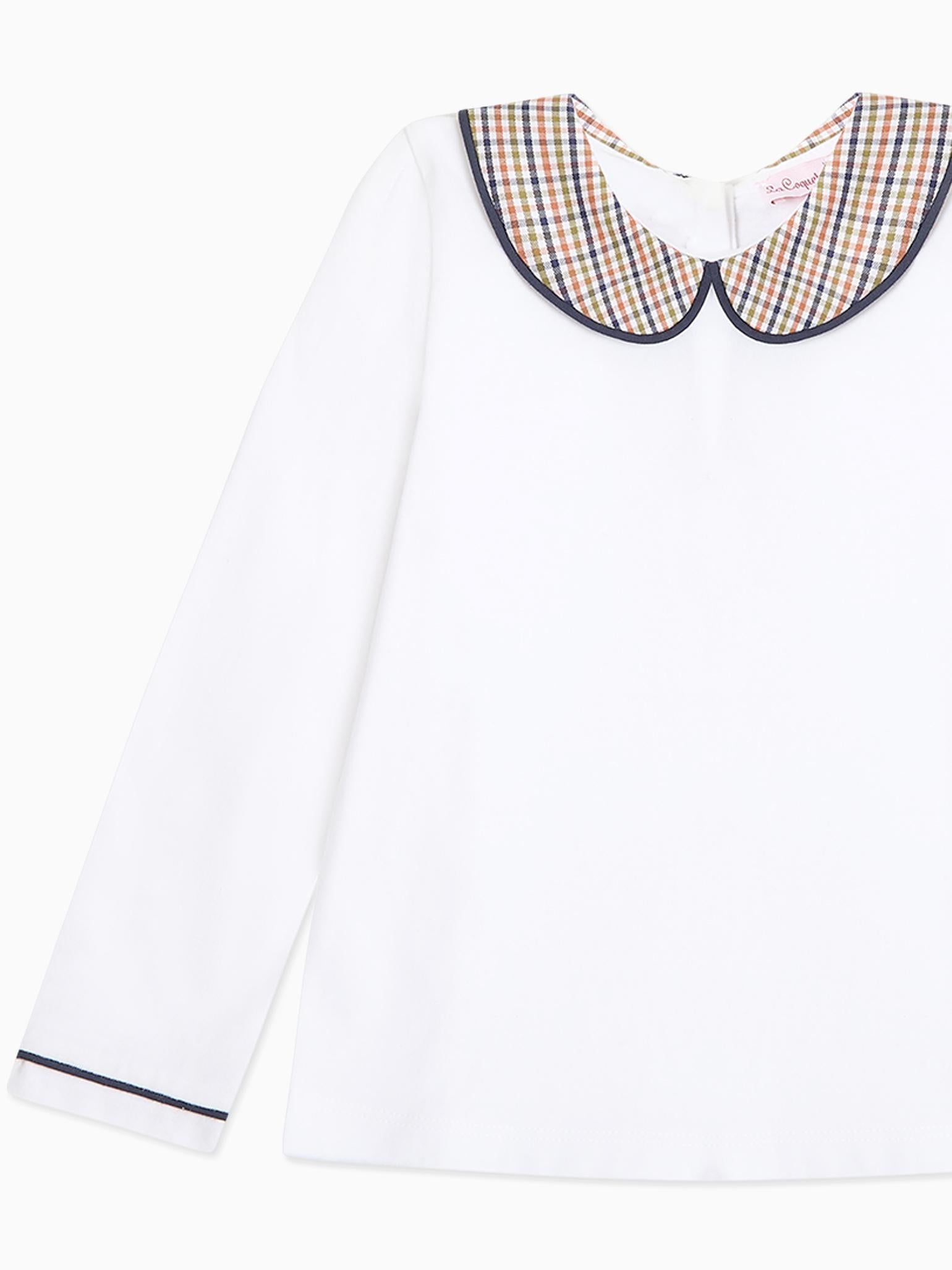 White & Green Check Romo Long Sleeve Baby Top