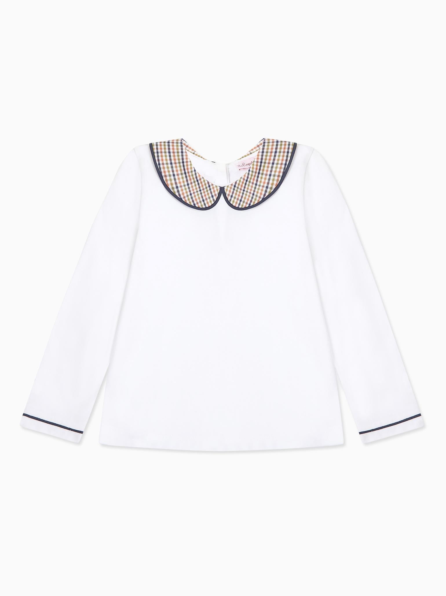 White & Green Check Romo Long Sleeve Baby Top