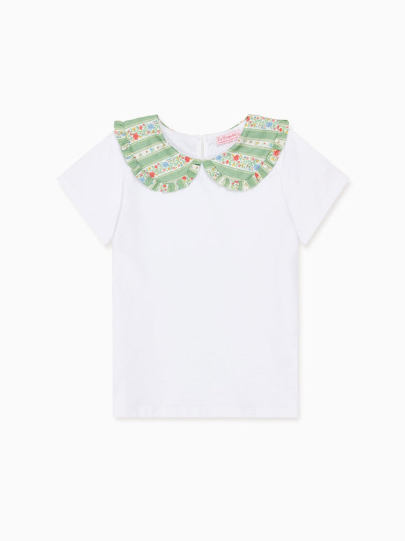 Sage Floral Stripe Rosalin Girl Top