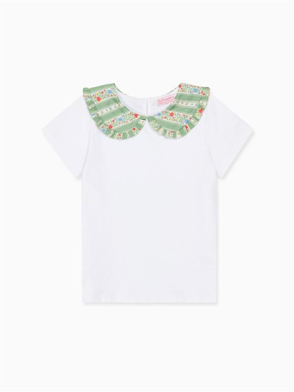 Sage Floral Stripe Rosalin Girl Top