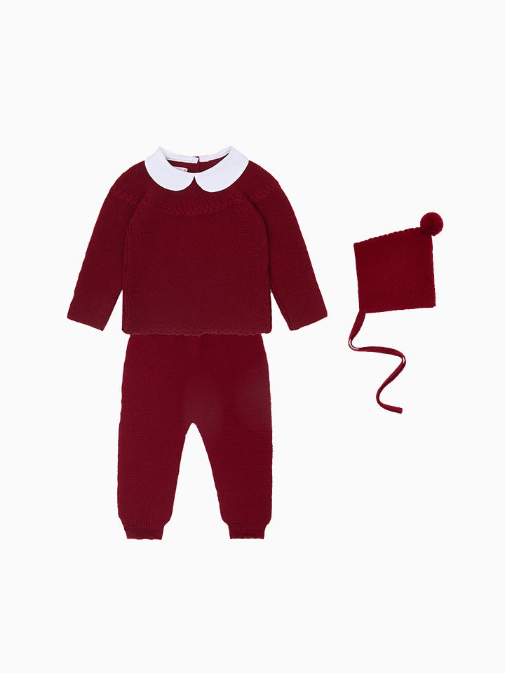 Burgundy Rosauro Merino Baby Knitted Gift Box Set