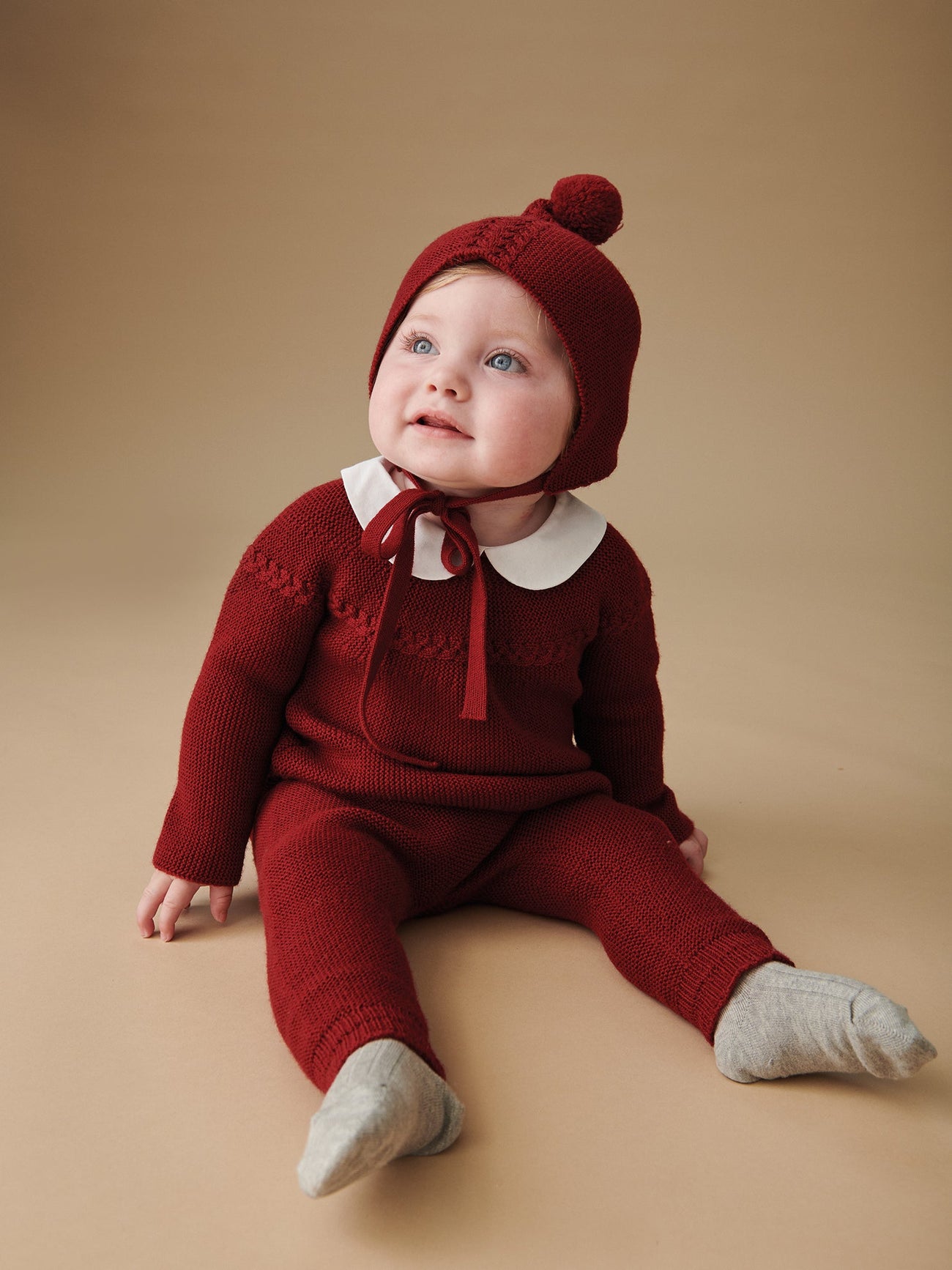 Burgundy Rosauro Merino Baby Knitted Set