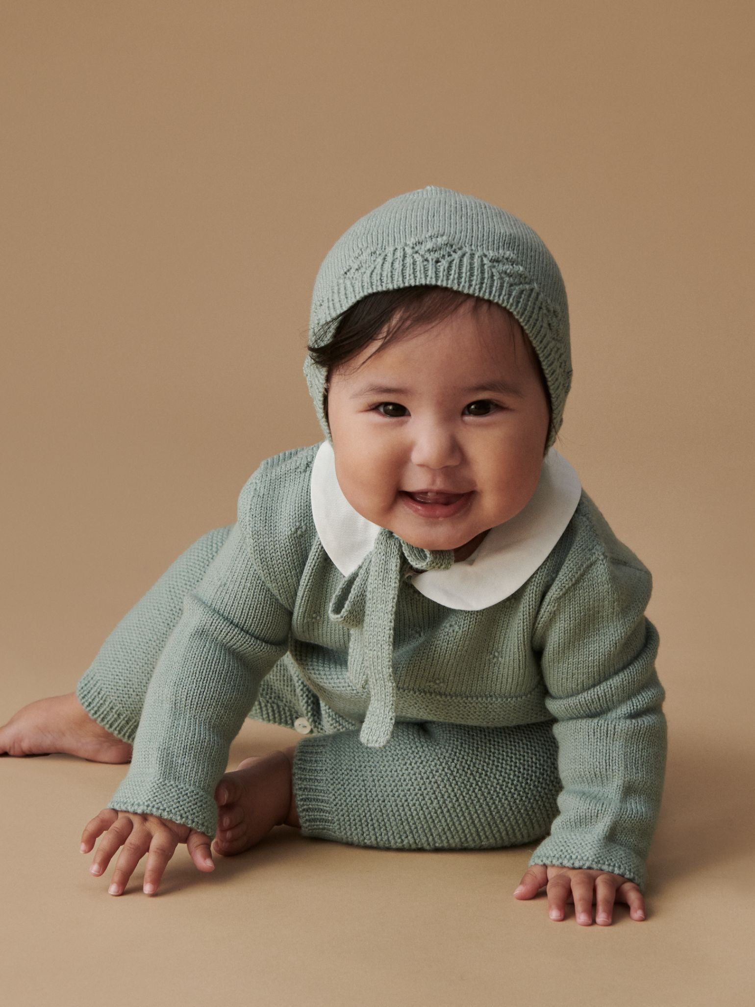 Sage Rumi Merino Baby Knitted Playsuit