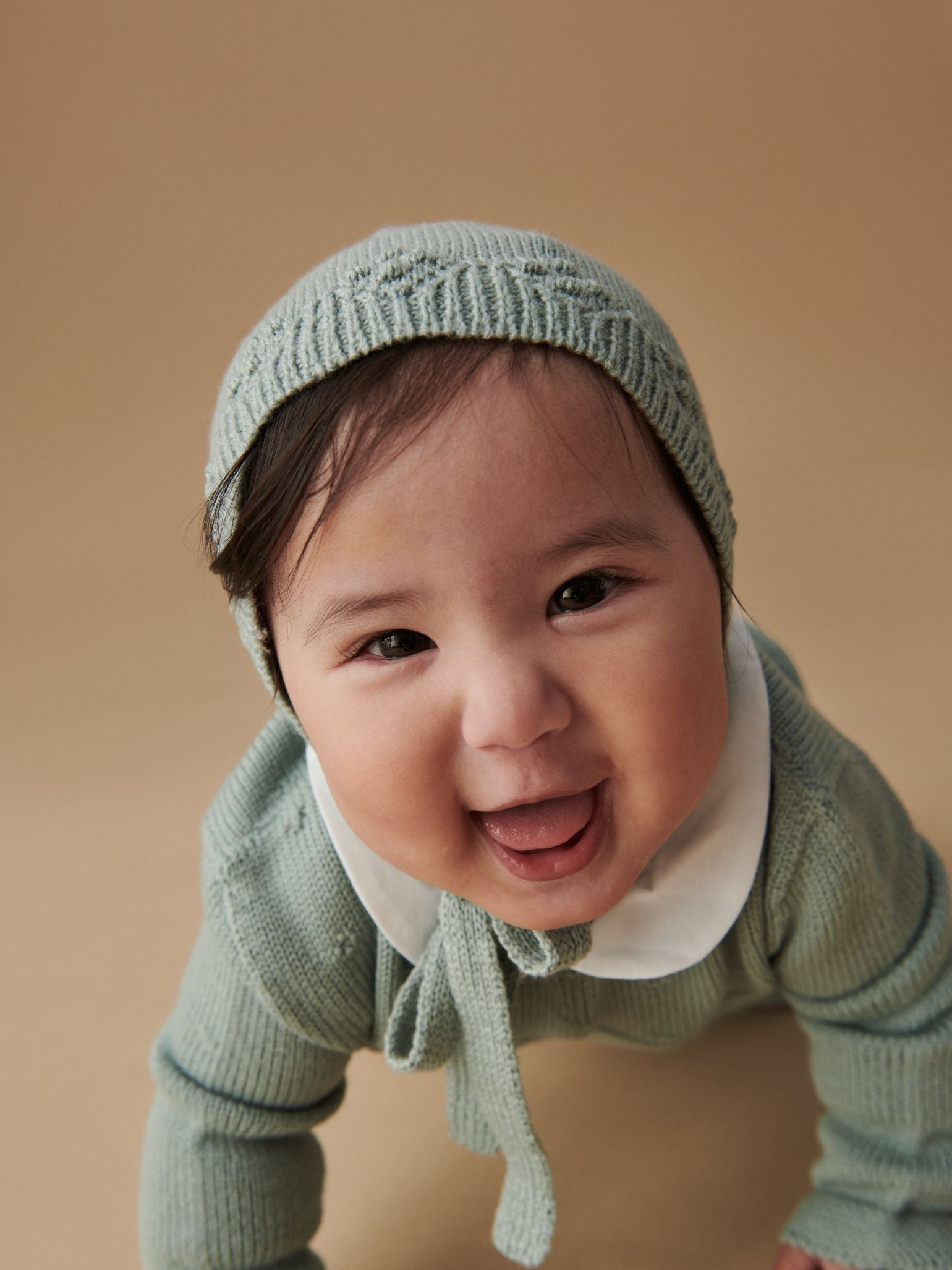Sage Olfa Merino Baby Knitted Bonnet