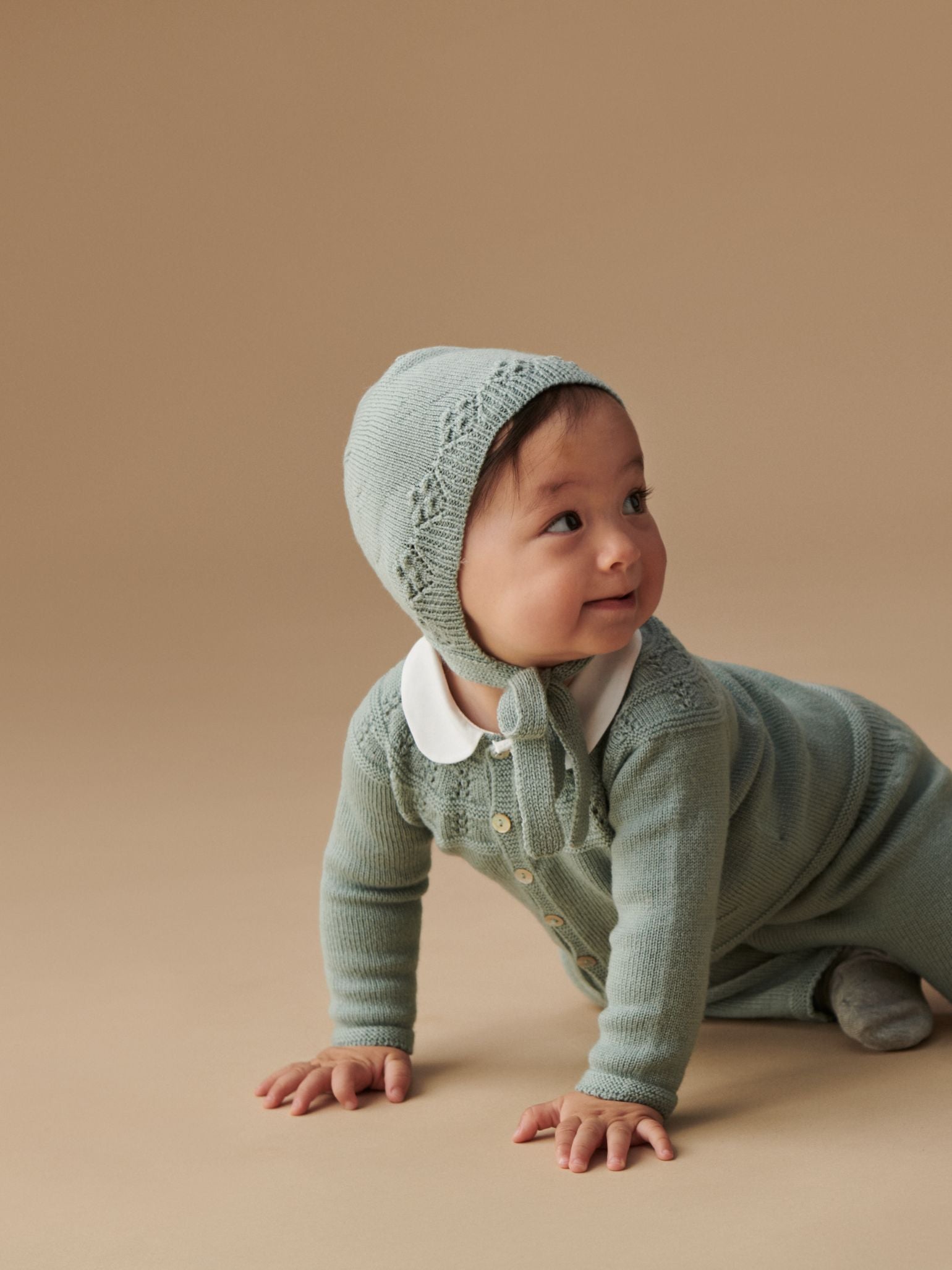 Sage Rumi Merino Baby Knitted Playsuit