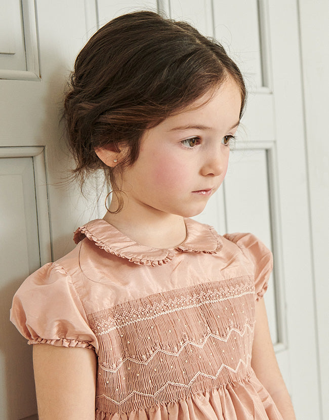 Ivory Santina Smock Ceremony Girl Dress | La Coqueta Kids US