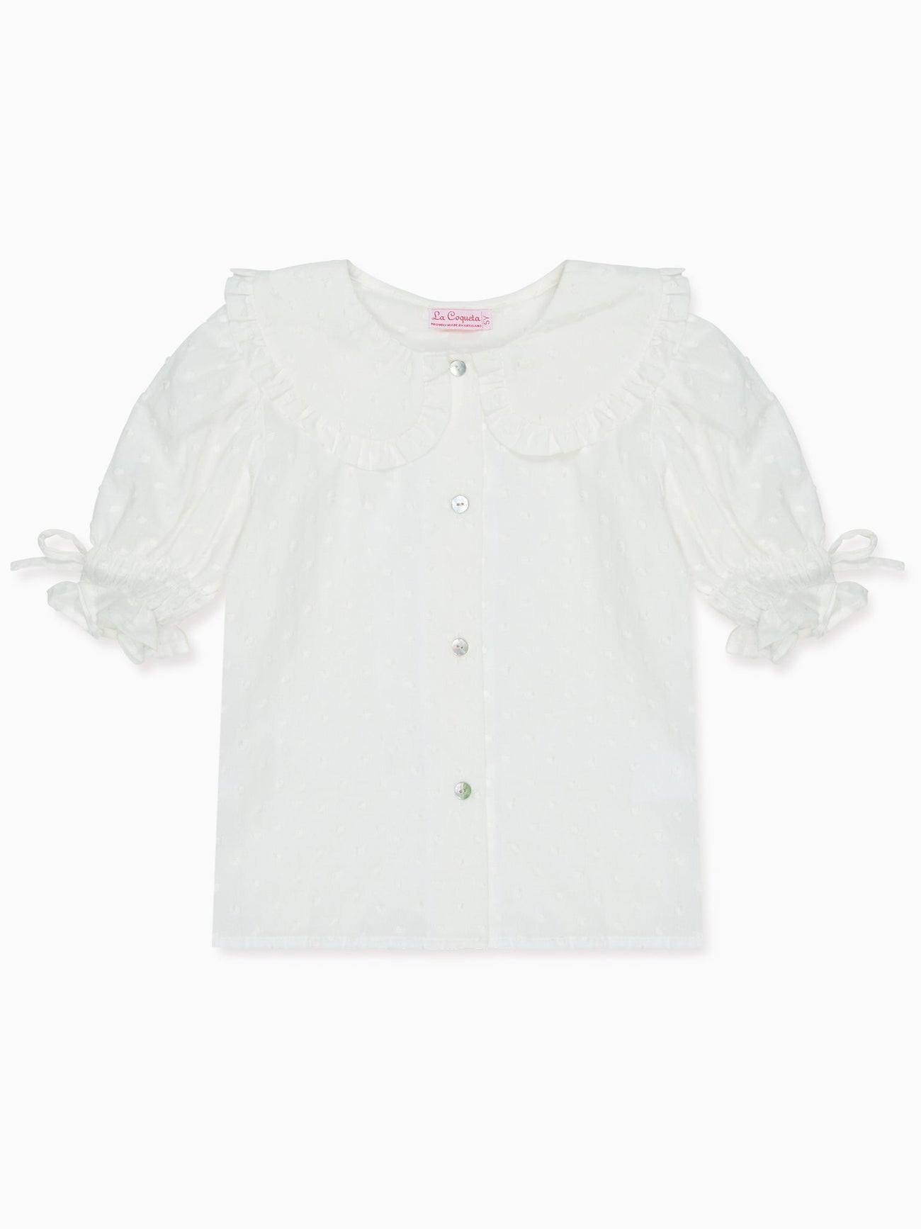 White Polka Dot Sarita Girl Shirt