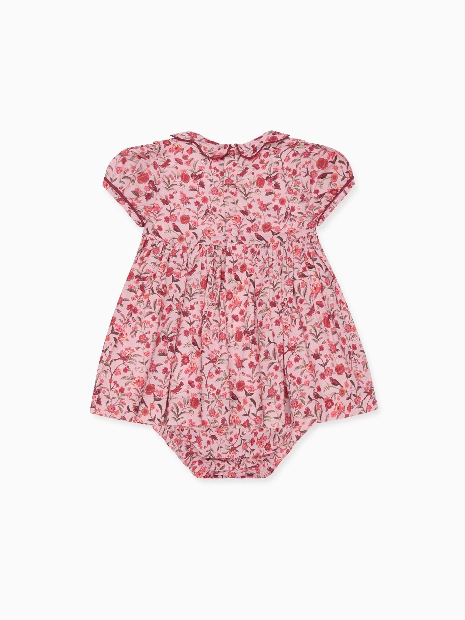 Pink Bird Floral Scarlett Baby Girl Hand-Smocked Set