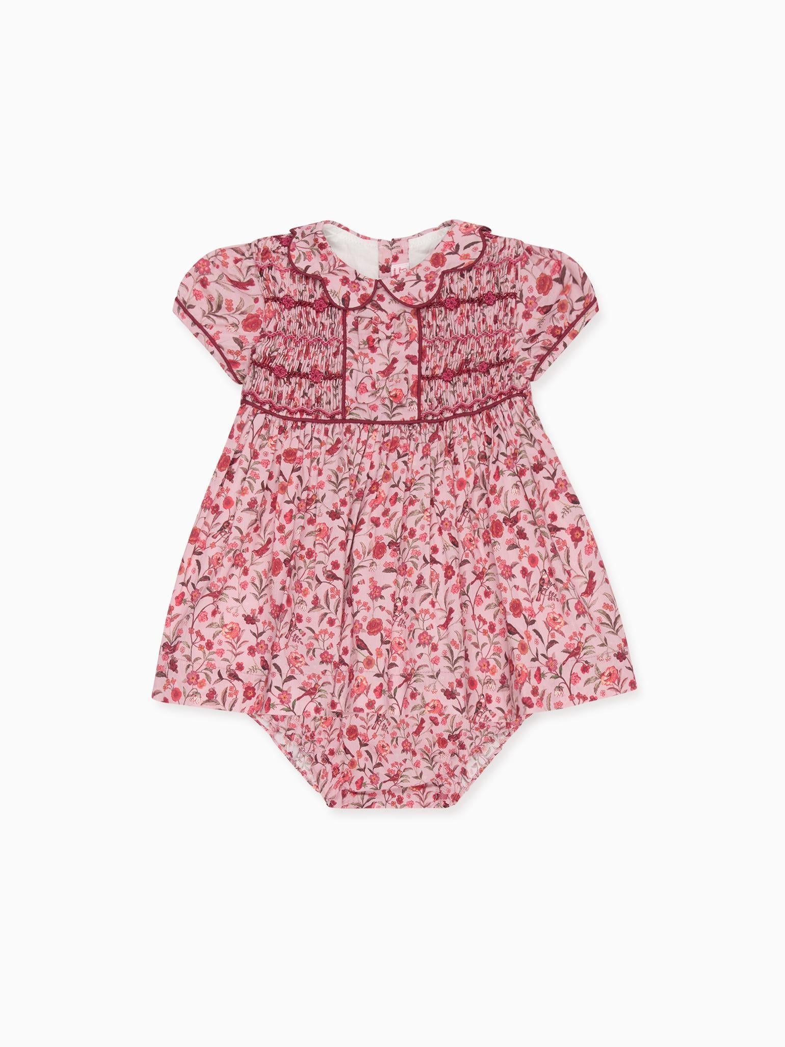 Pink Bird Floral Scarlett Baby Girl Hand-Smocked Set