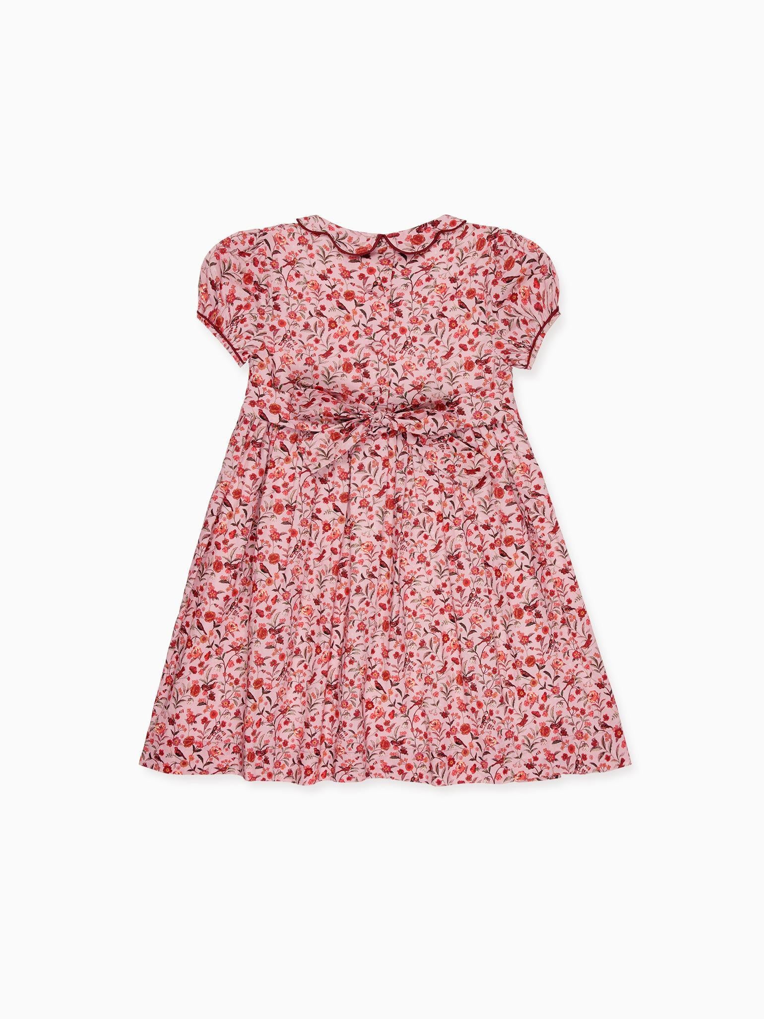 Pink Bird Floral Scarlett Girl Hand-Smocked Dress
