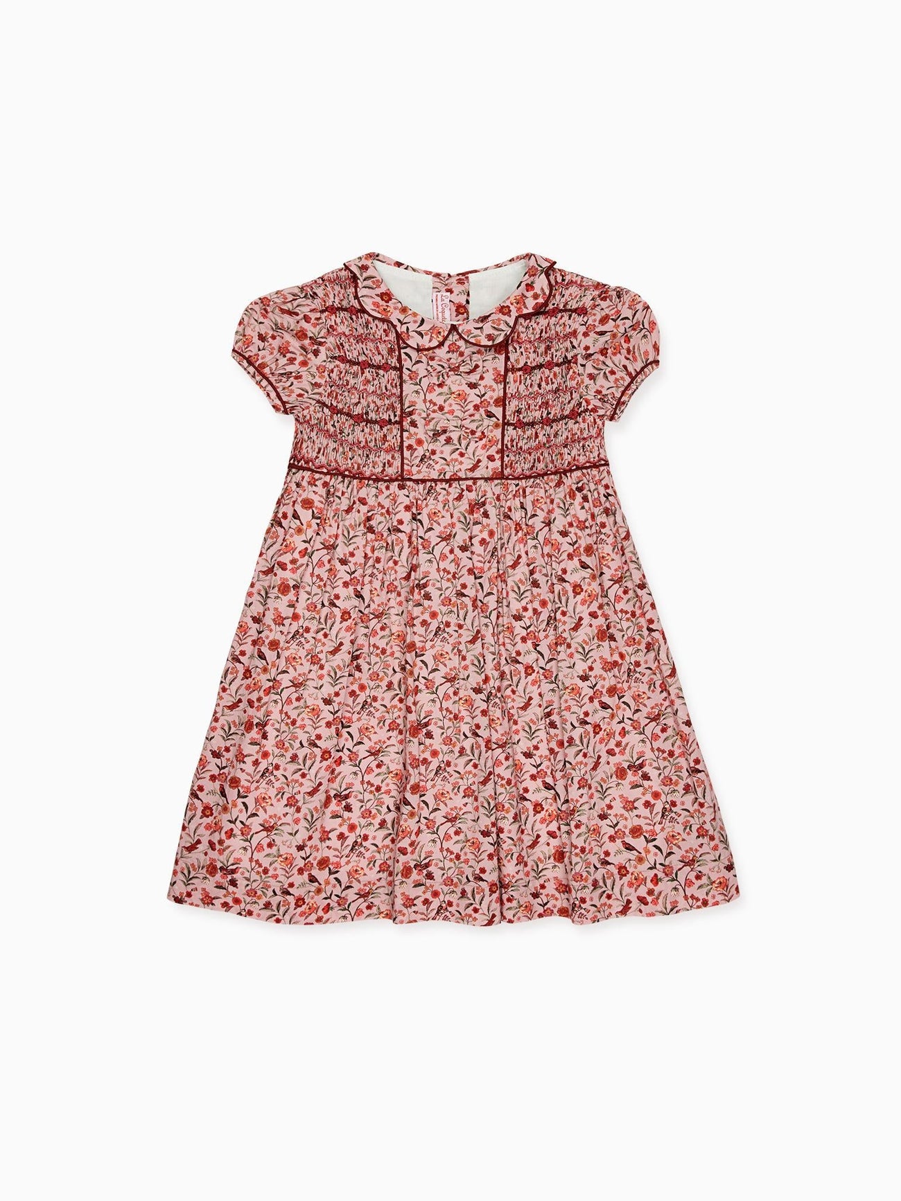 Pink Bird Floral Scarlett Girl Hand-Smocked Dress