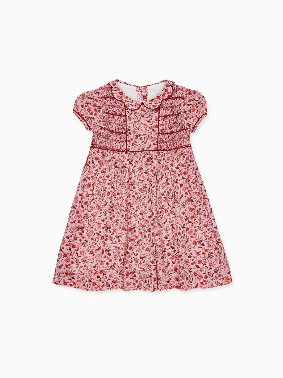 Pink Bird Floral Scarlett Girl Hand-Smocked Dress