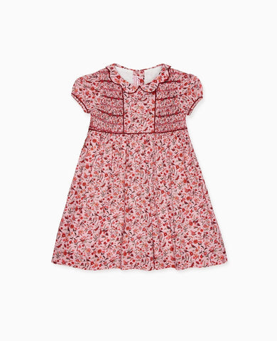 Pink Bird Floral Scarlett Girl Hand-Smocked Dress