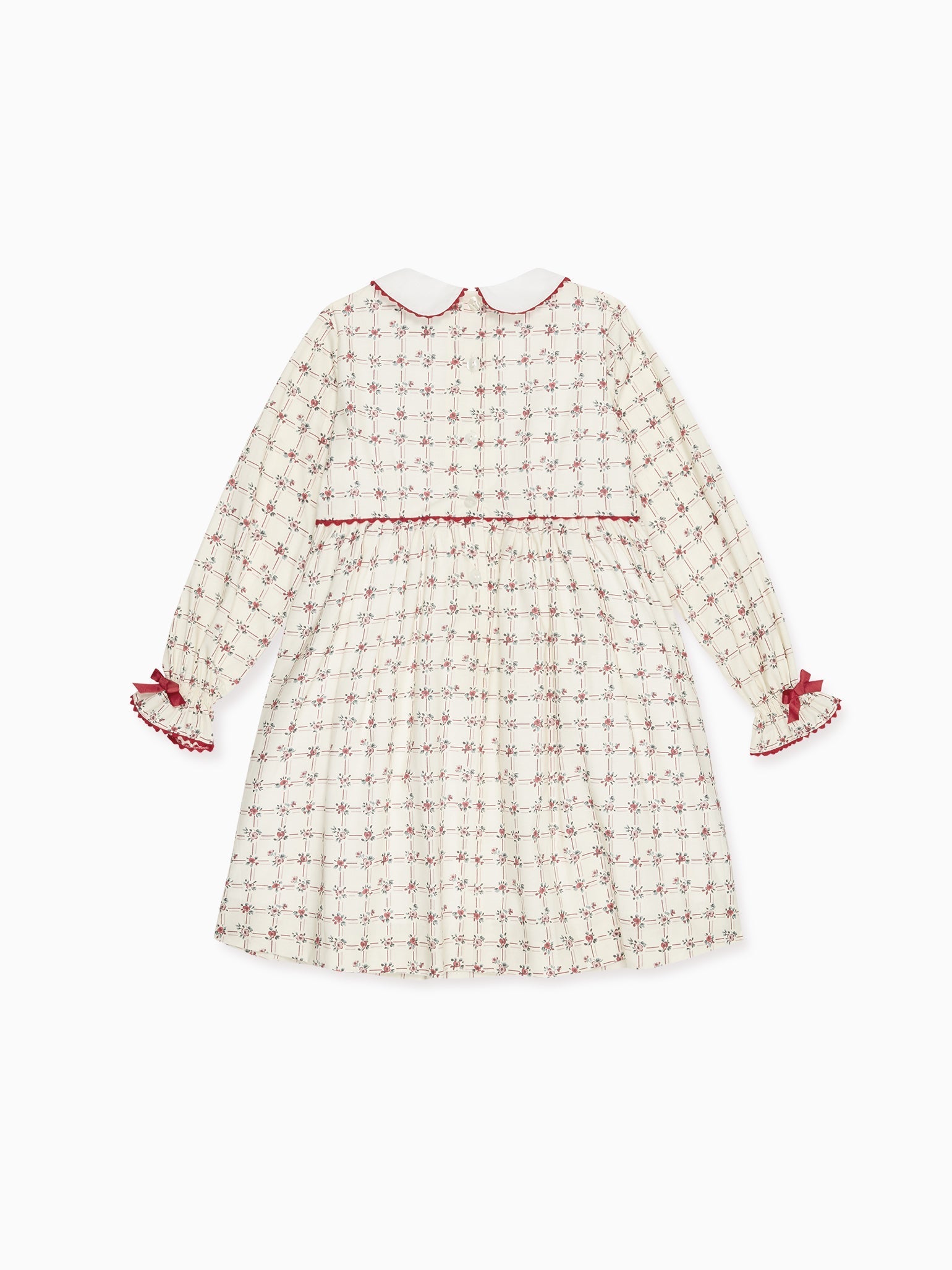 Red Grid Floral Selena Girl Dress