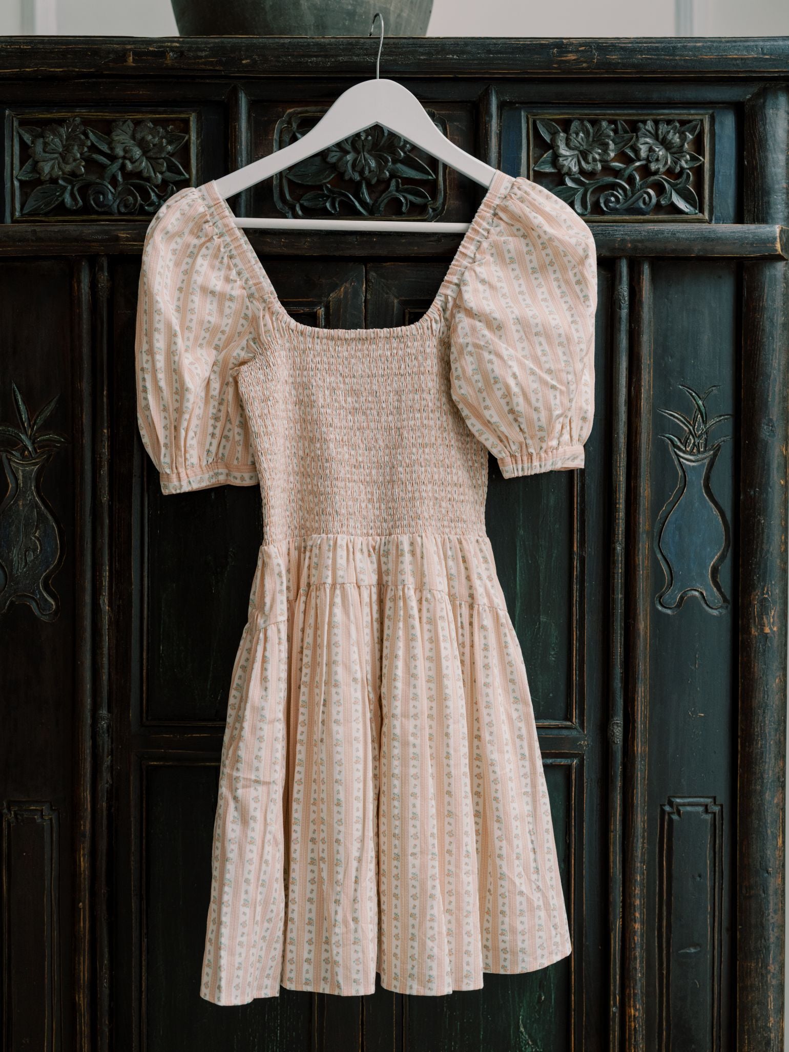 Pink Floral Stripe Sevilla Woman Knee Length Dress