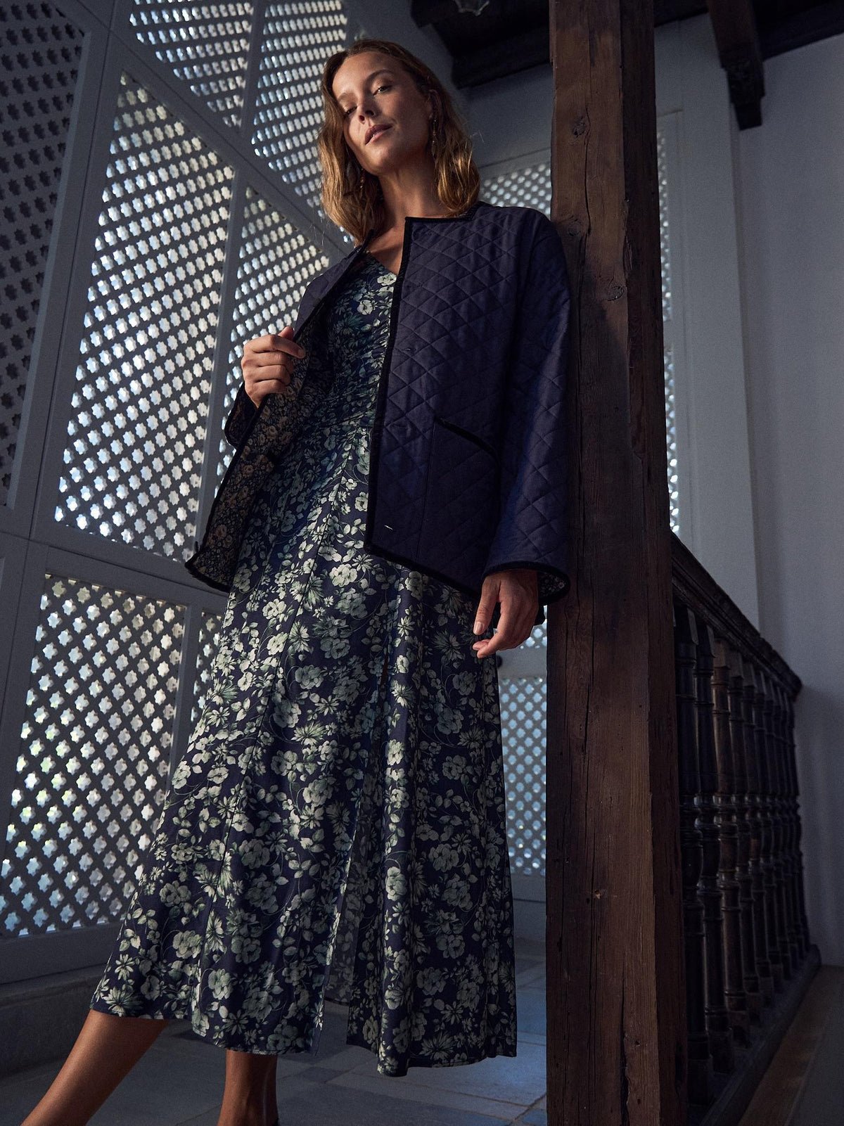 Navy Floral Reversible Anais Womens Jacket